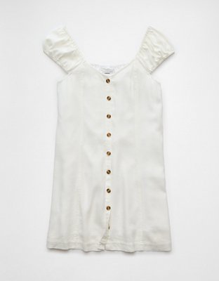 AE Puff Sleeve Button-Up Mini Dress
