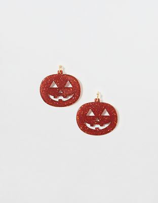 Halloween Pumpkin Earrings - Acrylic Smiling Face Drop Earrings, Festive Holiday Dangle Jewelry, Fun Party Accessory - View #4