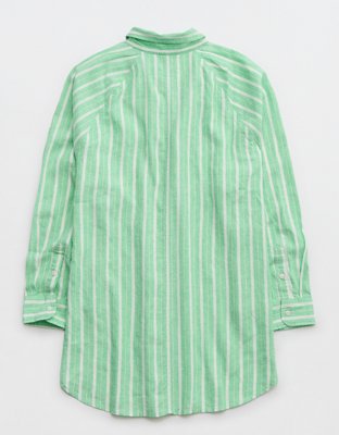 Aerie Pool-To-Party Linen Blend Cover Up Shirt