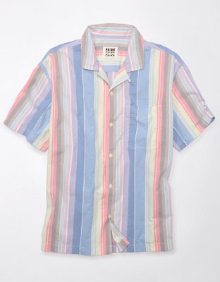 AE Pride Striped Button-Up Poolside Shirt