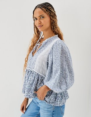 AE Long-Sleeve Peasant Blouse