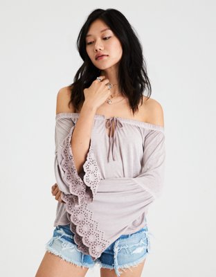 AE Soft & Sexy Off-The-Shoulder Bell Sleeve Top