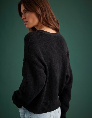 AE77 Premium Cropped Linen Sweater Cardigan