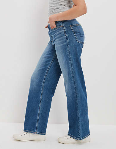 AE Stretch Curvy Super High-Waisted Baggy Straight Jean