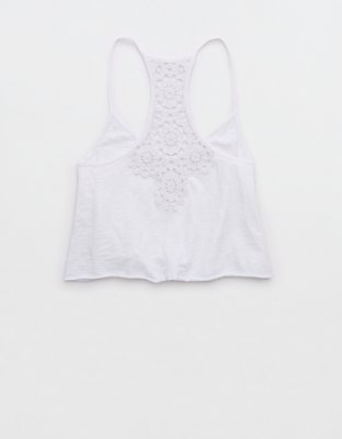 Aerie Summer House Crochet Back Cropped Tank Top