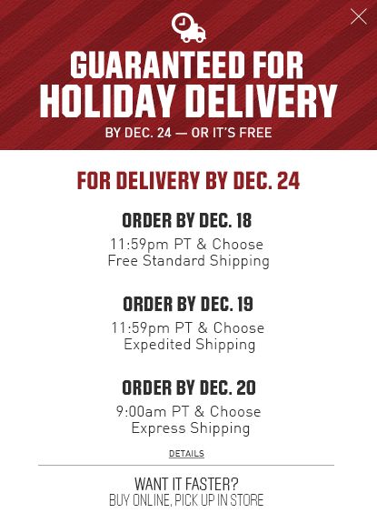 Order in time for the Holidays Day.