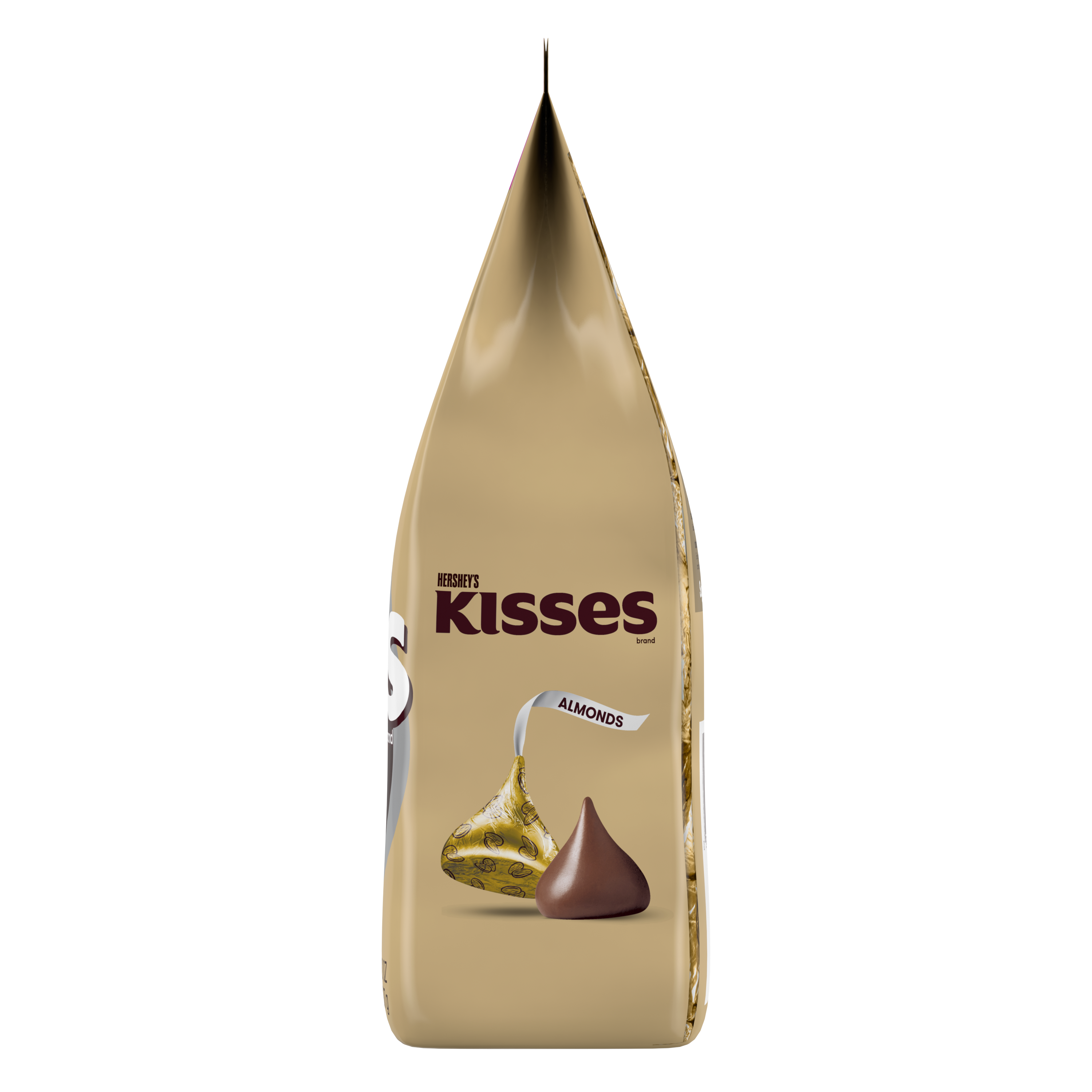 HERSHEY'S KISSES Milk Chocolate with Almonds Candy, 32 oz pack - Side of Package