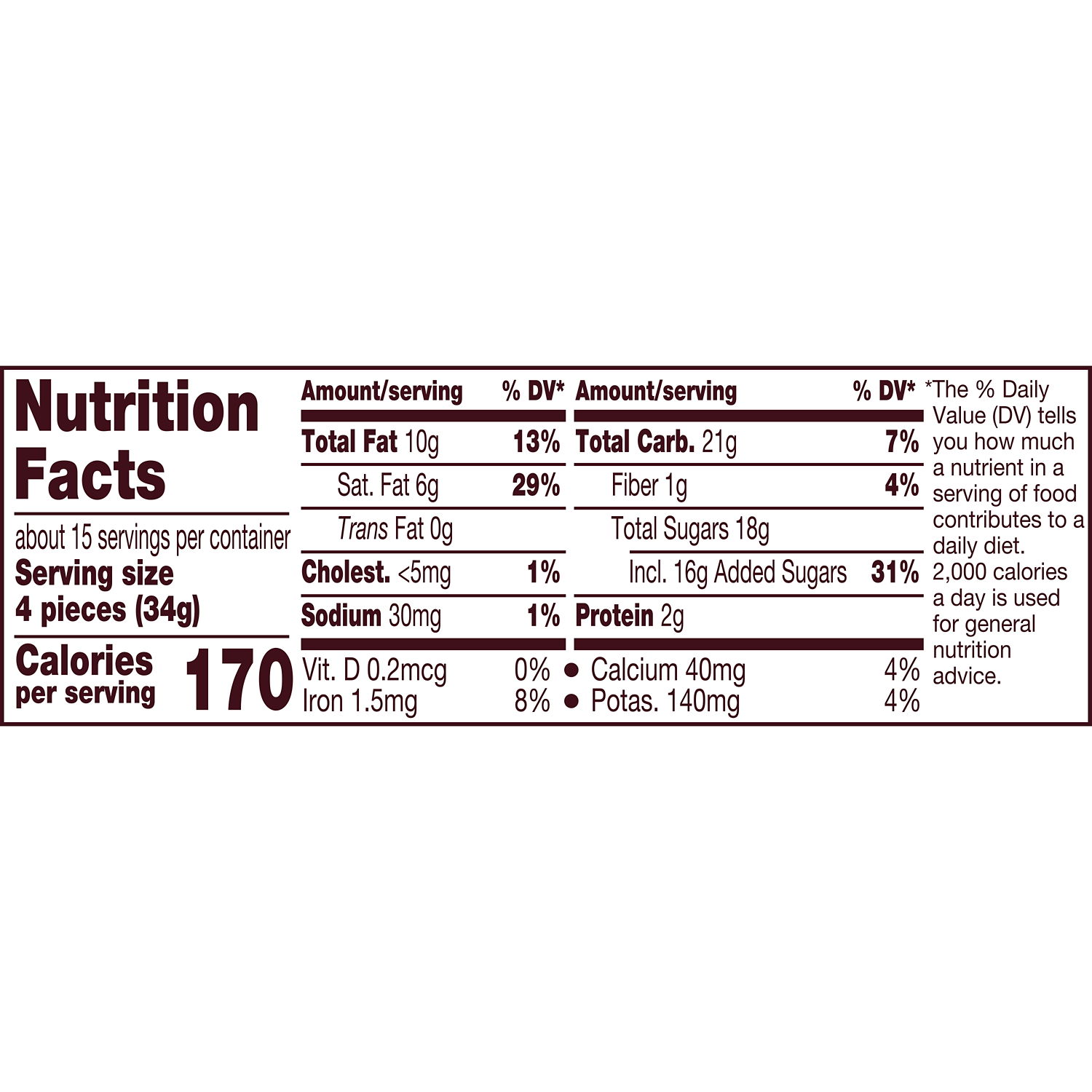 HERSHEY'S Miniatures Assortment, 17.6 oz pack - Nutritional Facts