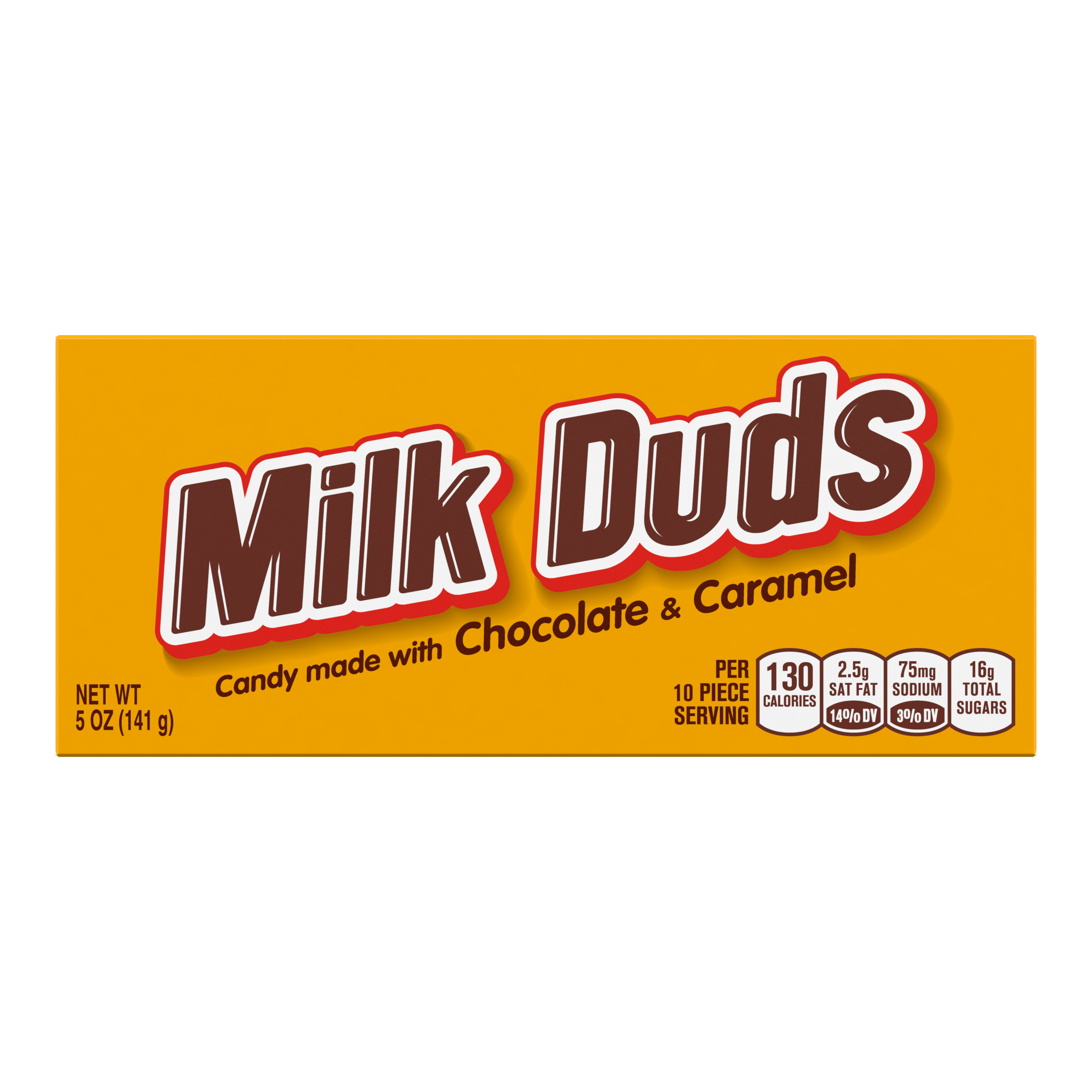 MILK DUDS Chocolate and Caramel Candy, 5 oz box - Front of Package
