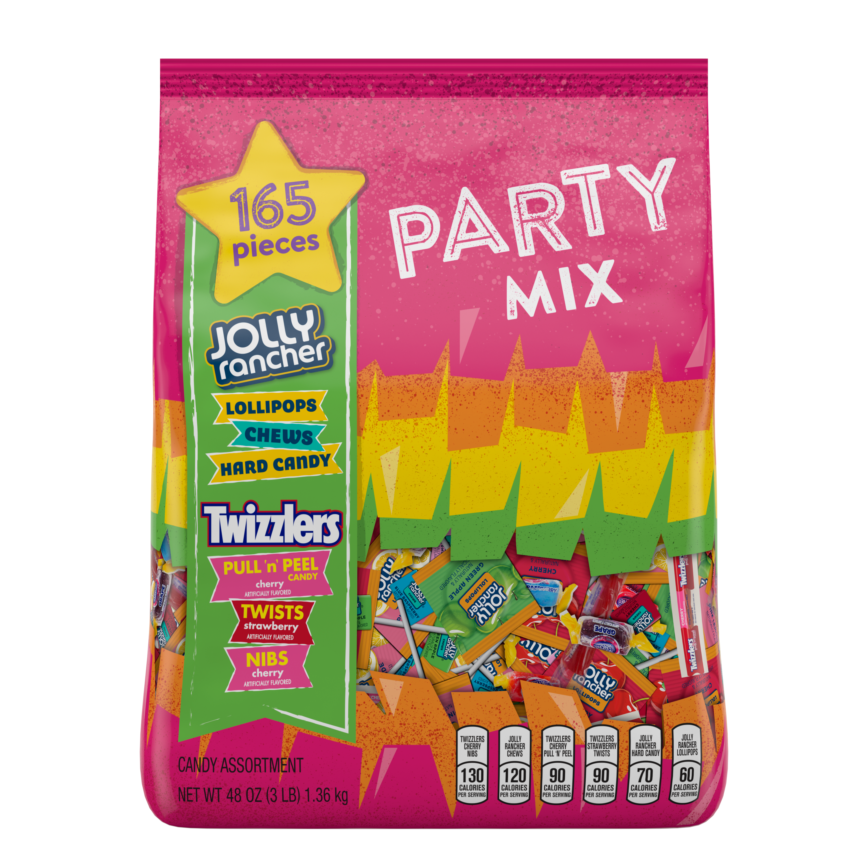 TWIZZLERS & JOLLY RANCHER Party Mix Assortment, 48 oz bag, 165 pieces - Front of Package