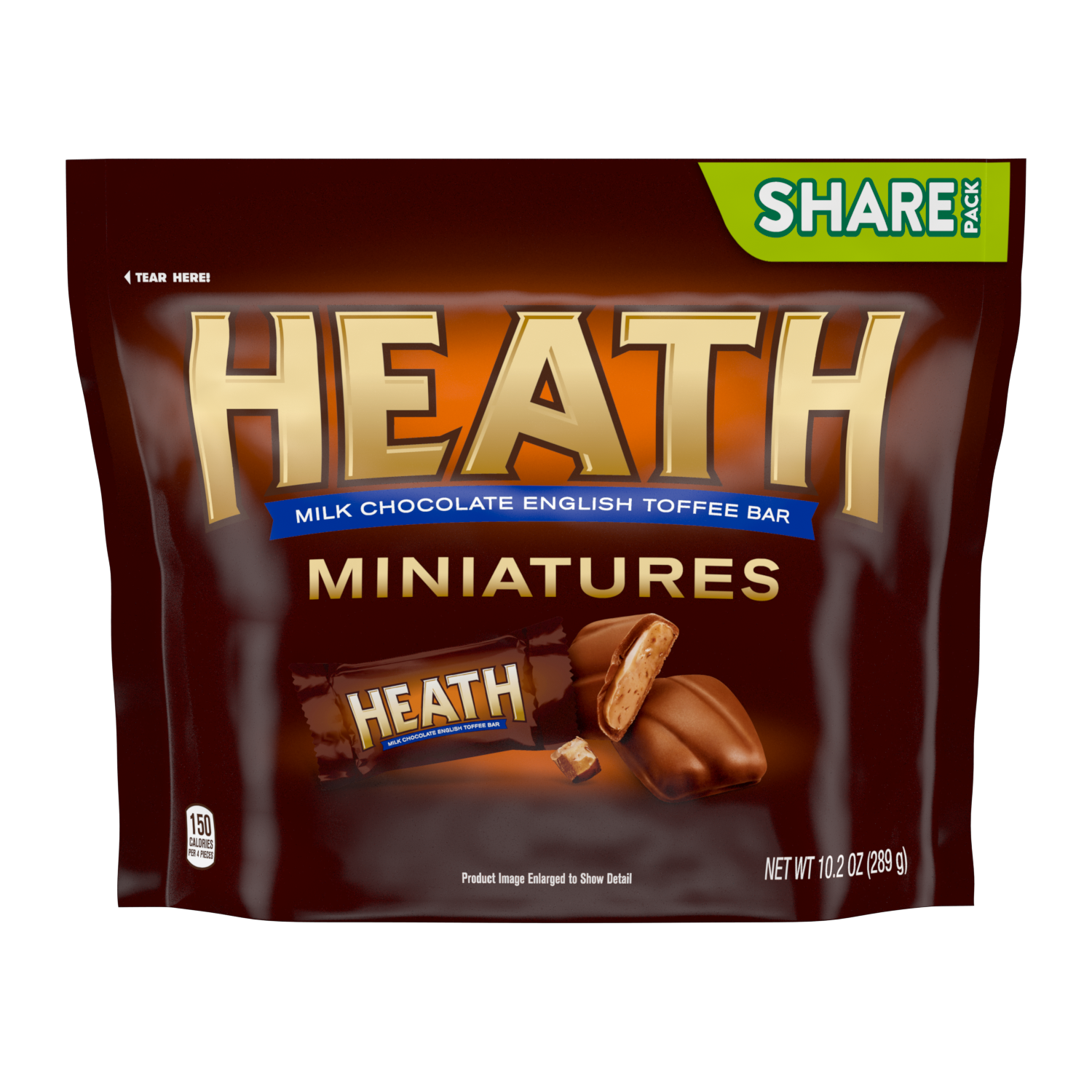 HEATH Miniatures Milk Chocolate English Toffee Candy Bars, 10.2 oz bag - Front of Package