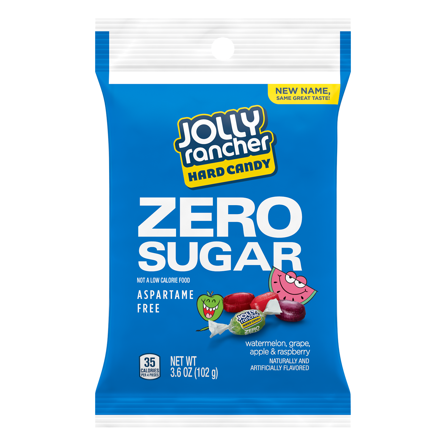 JOLLY RANCHER Zero Sugar Original Flavors Hard Candy, 3.6 oz bag - Front of Package