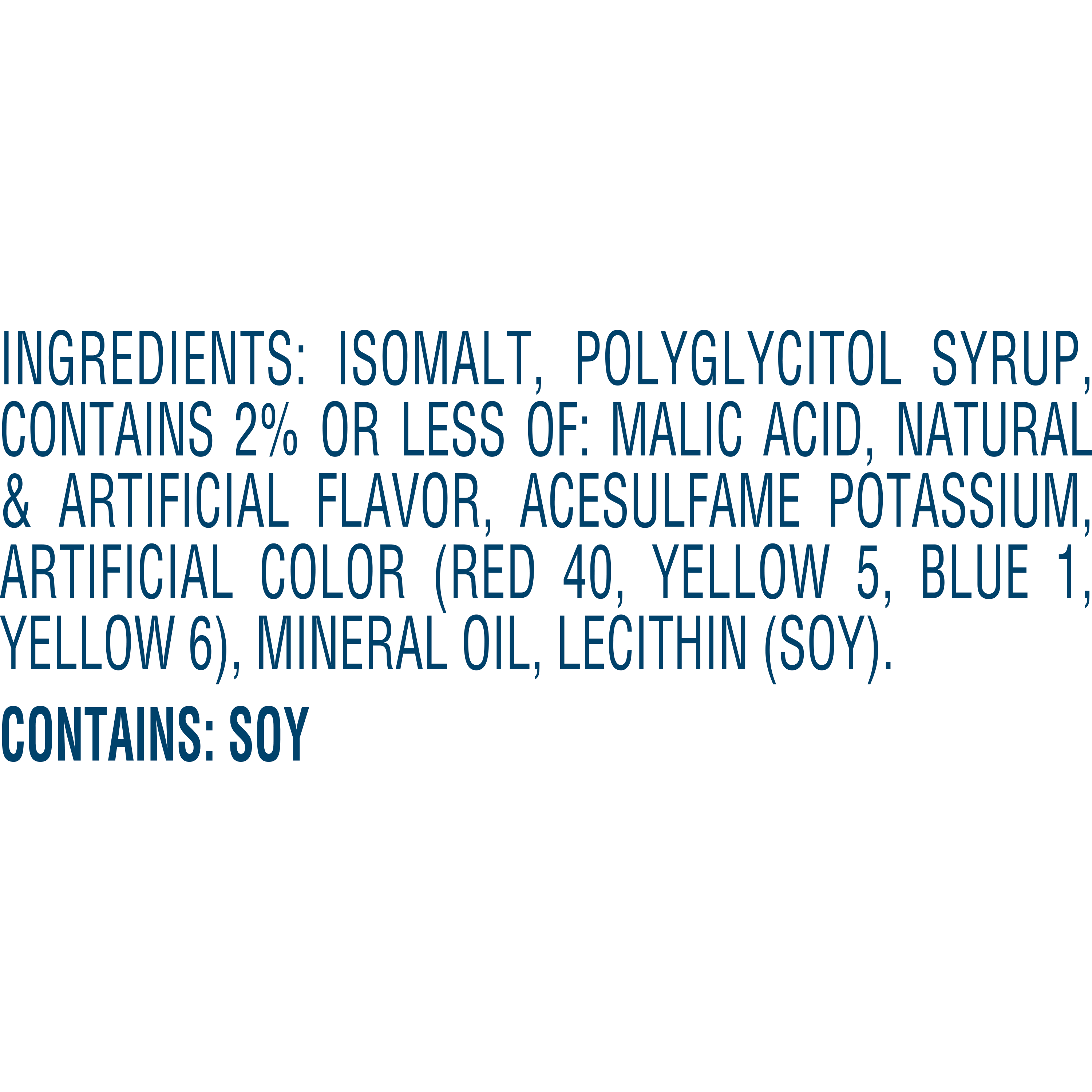 JOLLY RANCHER Sugar Free Watermelon, Grape, Apple and Raspberry Hard Candy, 3.6 oz bag- Ingredients