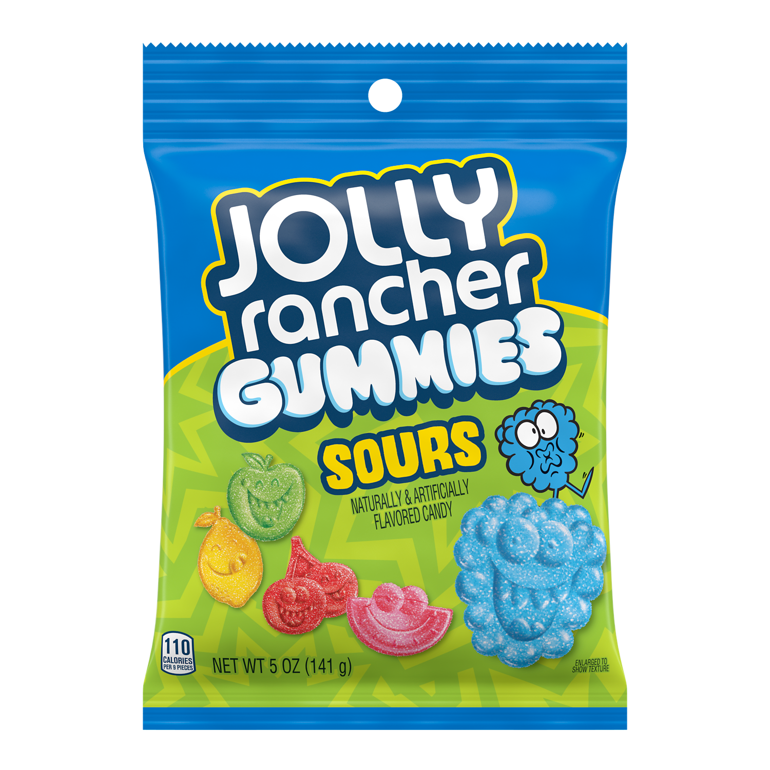 JOLLY RANCHER GUMMIES Green Apple, Blue Raspberry, Cherry, Grape, Watermelon Candy, 5 oz bag - Front of Package