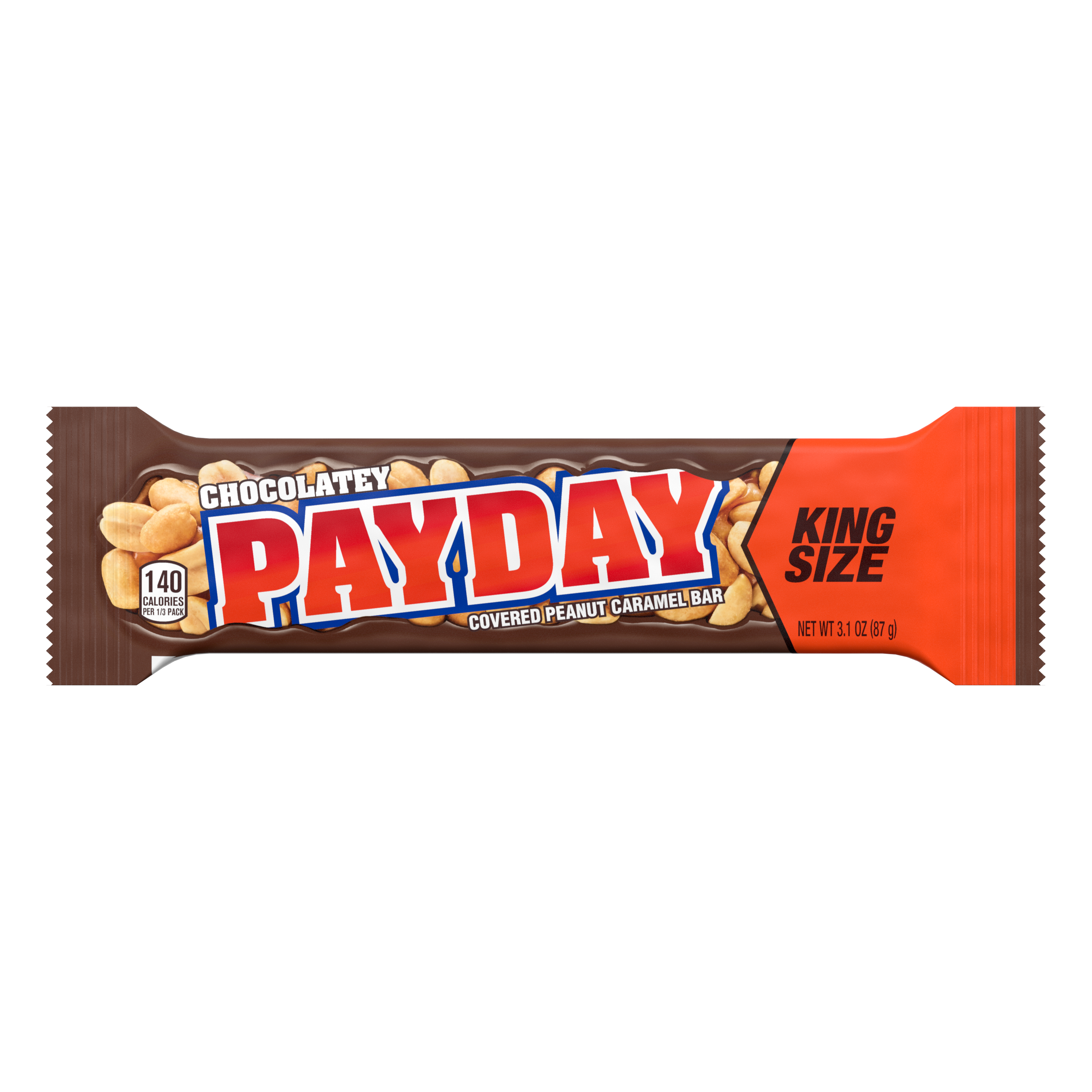 PAYDAY Chocolatey Covered Peanut and Caramel King Size Candy Bar, 3.1 oz - Front of Package
