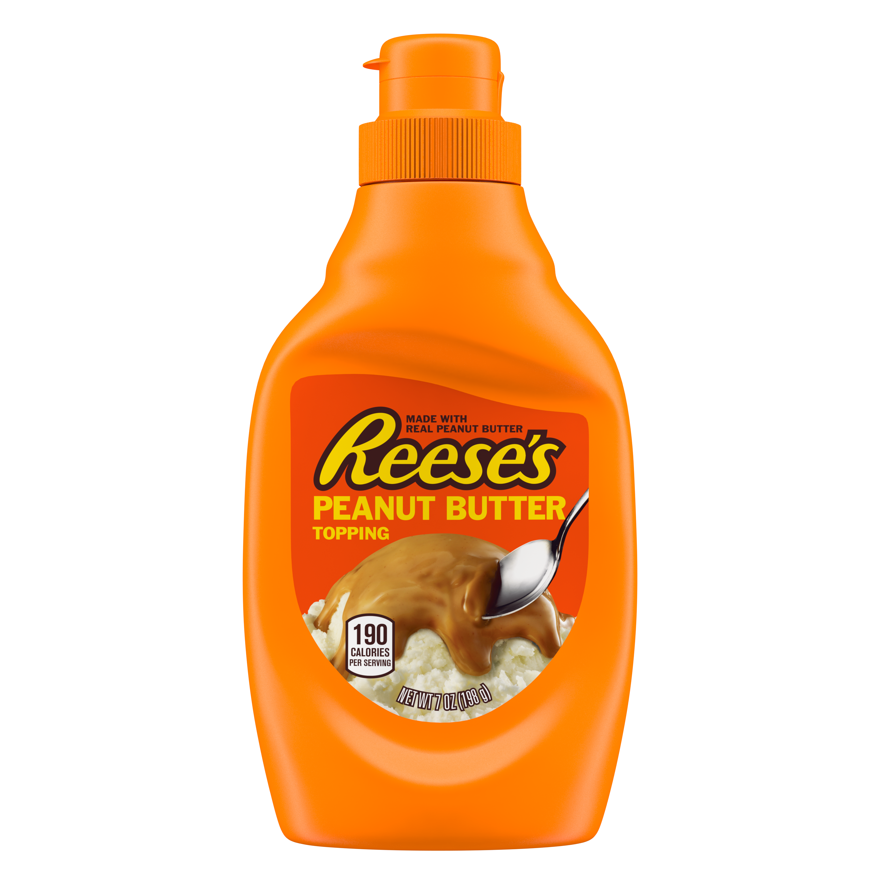 REESE'S Peanut Butter Topping, 7 oz bottle - Front of Package