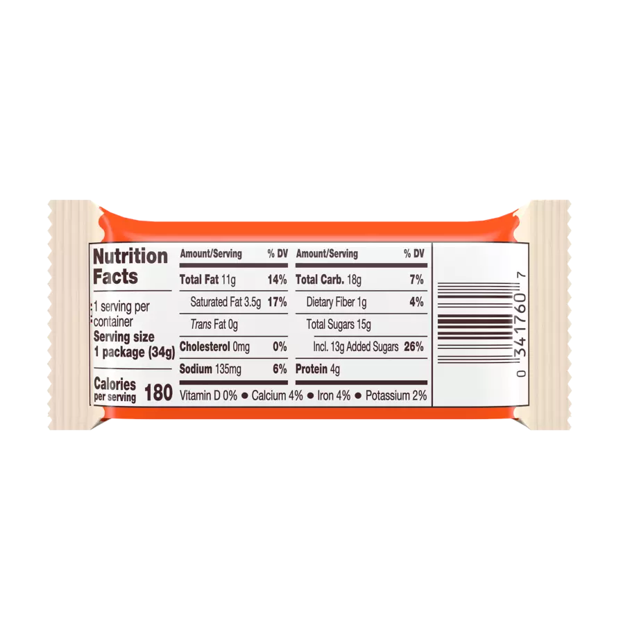 REESE'S White Creme Peanut Butter Pumpkins, 1.2 oz- Back of Package