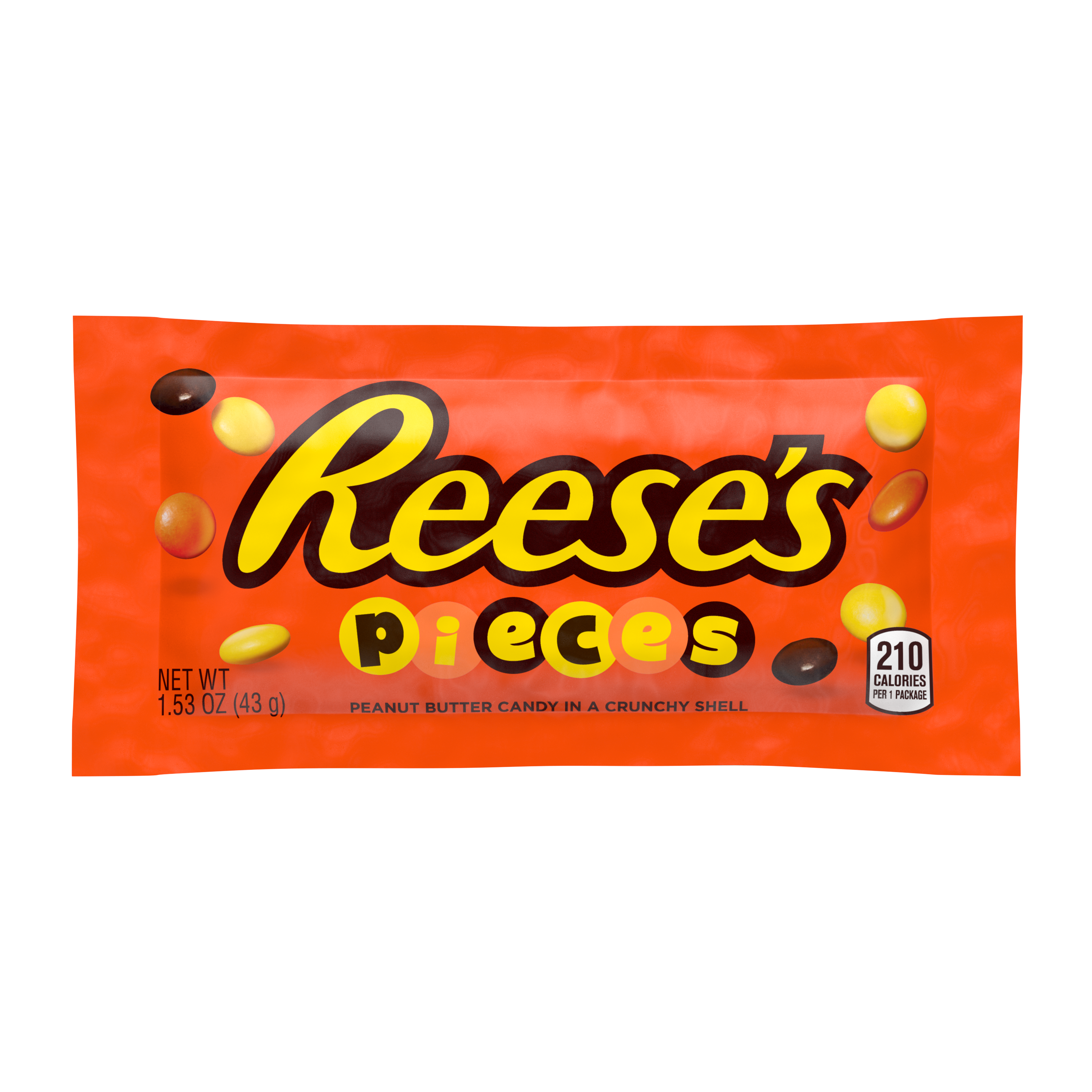 REESE'S PIECES Milk Chocolate Peanut Butter Candy, 1.53 oz - Front of Package