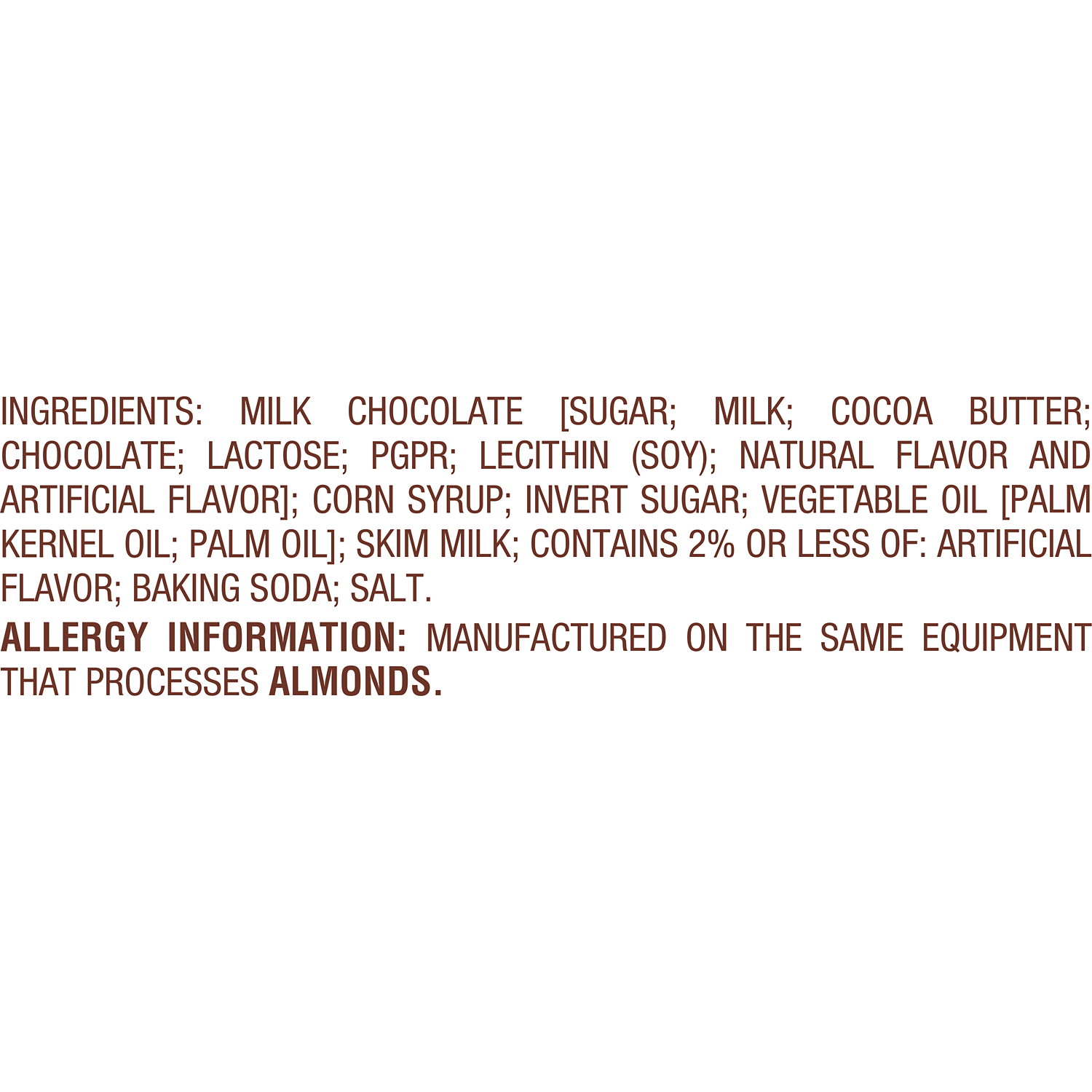 CADBURY CARAMELLO Caramel and Milk Chocolate Candy Bar, 1.6 oz - Ingredients