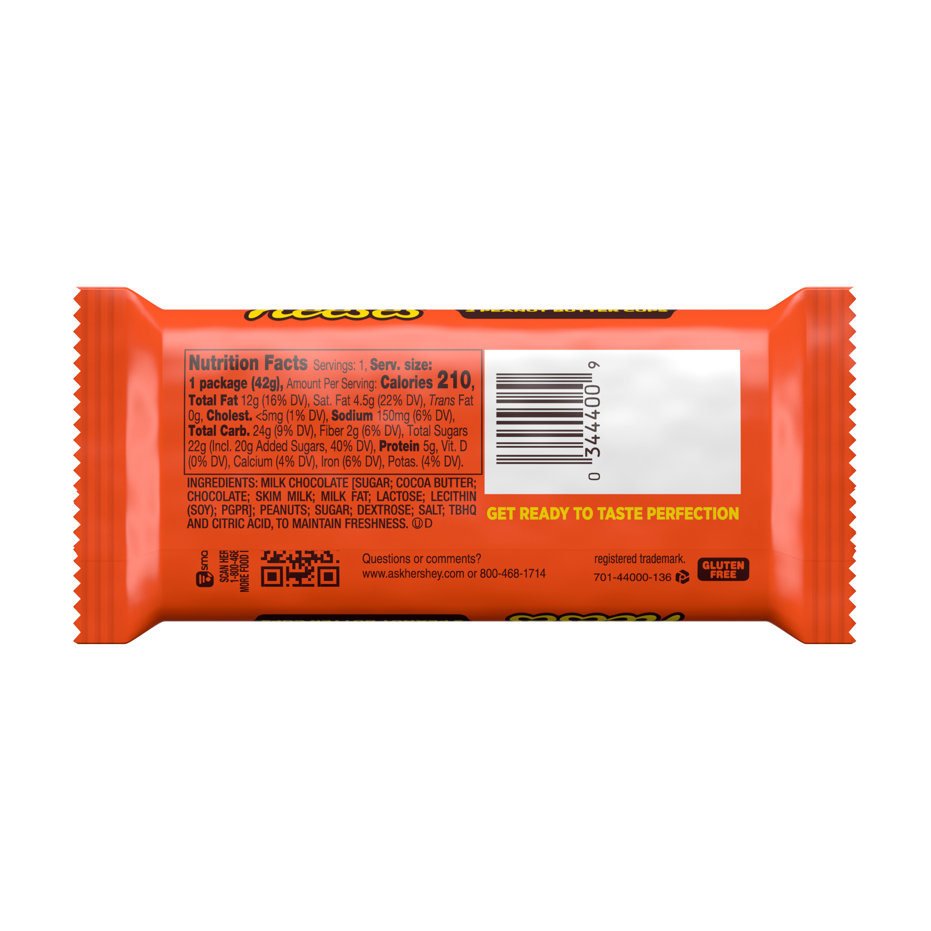 REESE'S Milk Chocolate Peanut Butter Cups, 1.5 oz - Back of Package