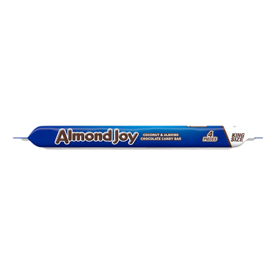 ALMOND JOY Coconut and Almond Chocolate Snack Size, 2 oz tube- Side of the Package