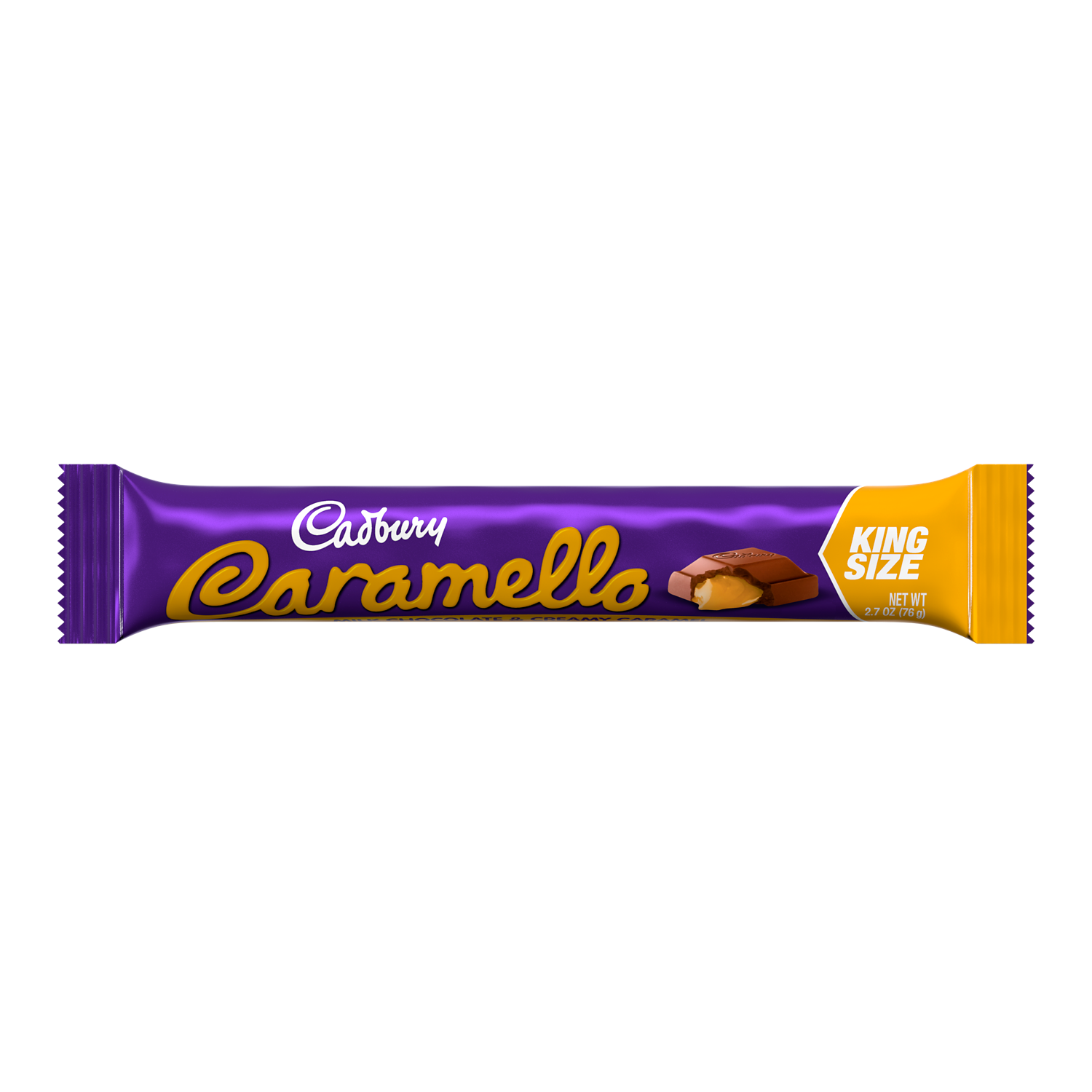 CADBURY CARAMELLO Caramel and Milk Chocolate King Size Candy Bar, 2.7 oz - Front of Package