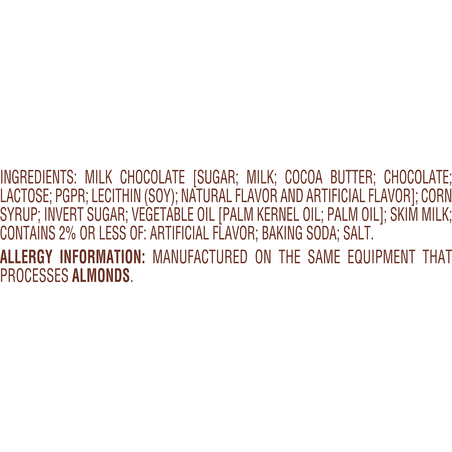 CADBURY CARAMELLO Caramel and Milk Chocolate King Size Candy Bar, 2.7 oz - Ingredients