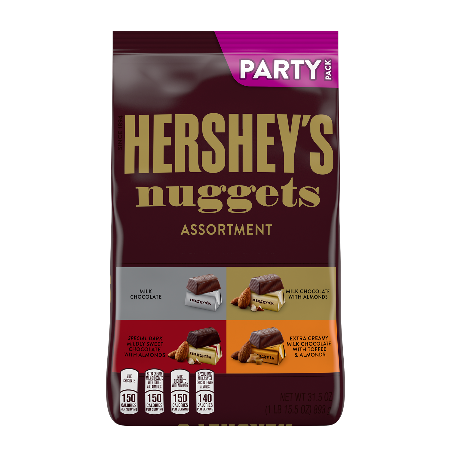 HERSHEY'S NUGGETS Snack Size Assortment, 31.5 oz pack - Front of Package