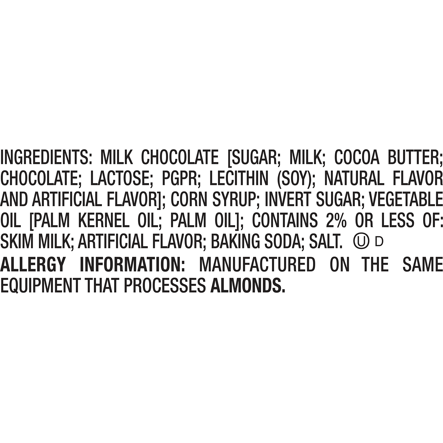 CADBURY DAIRY MILK CARAMELLO Caramel and Milk Chocolate Candy Bar, 4 oz - Ingredients