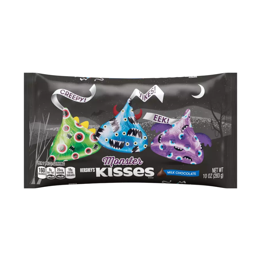 HERSHEY'S KISSES Monster Foils Milk Chocolate Candy, 10 oz bag - Front of Package