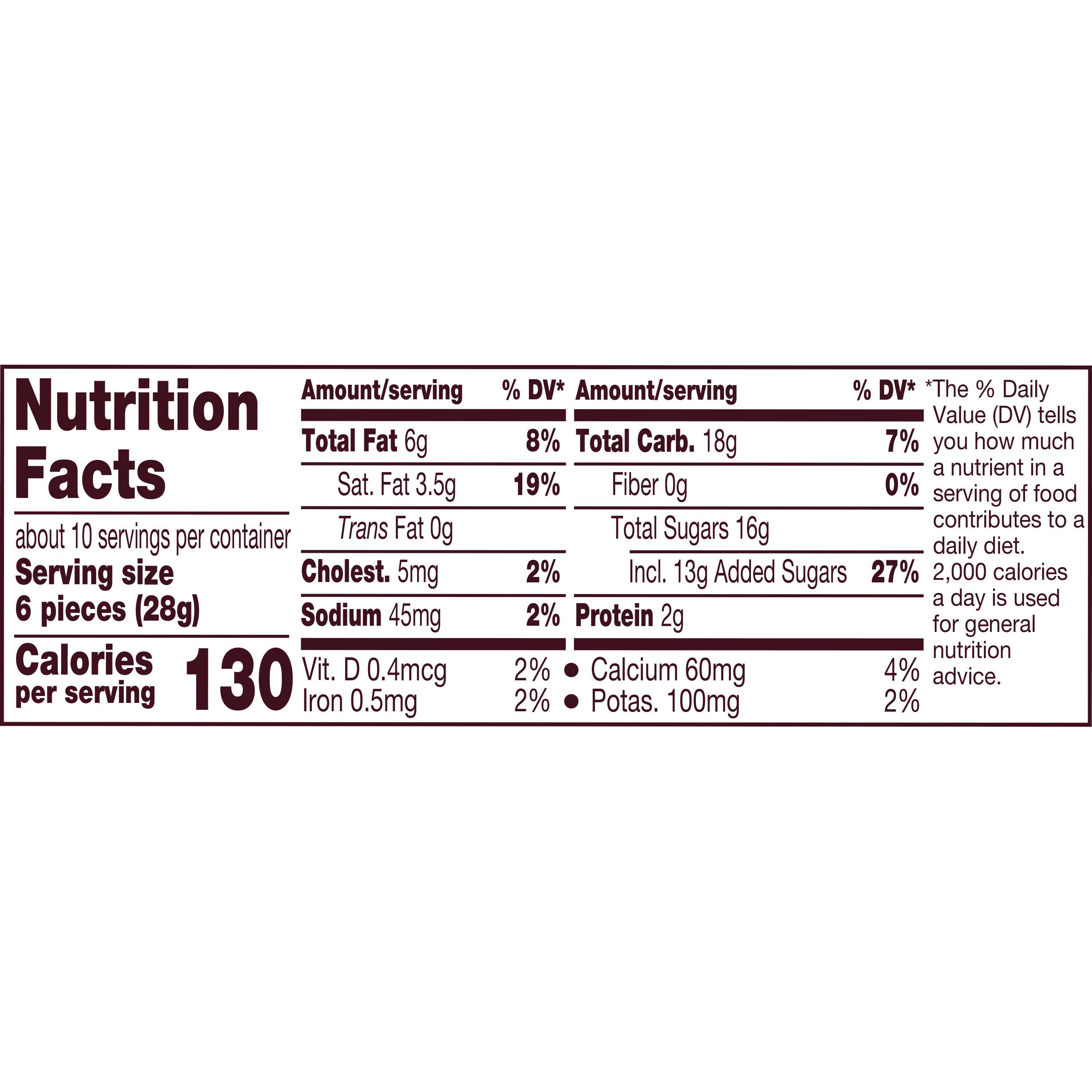 HERSHEY'S KISSES Milk Chocolate Filled with Caramel Candy, 10.1 oz pack - Nutritional Facts
