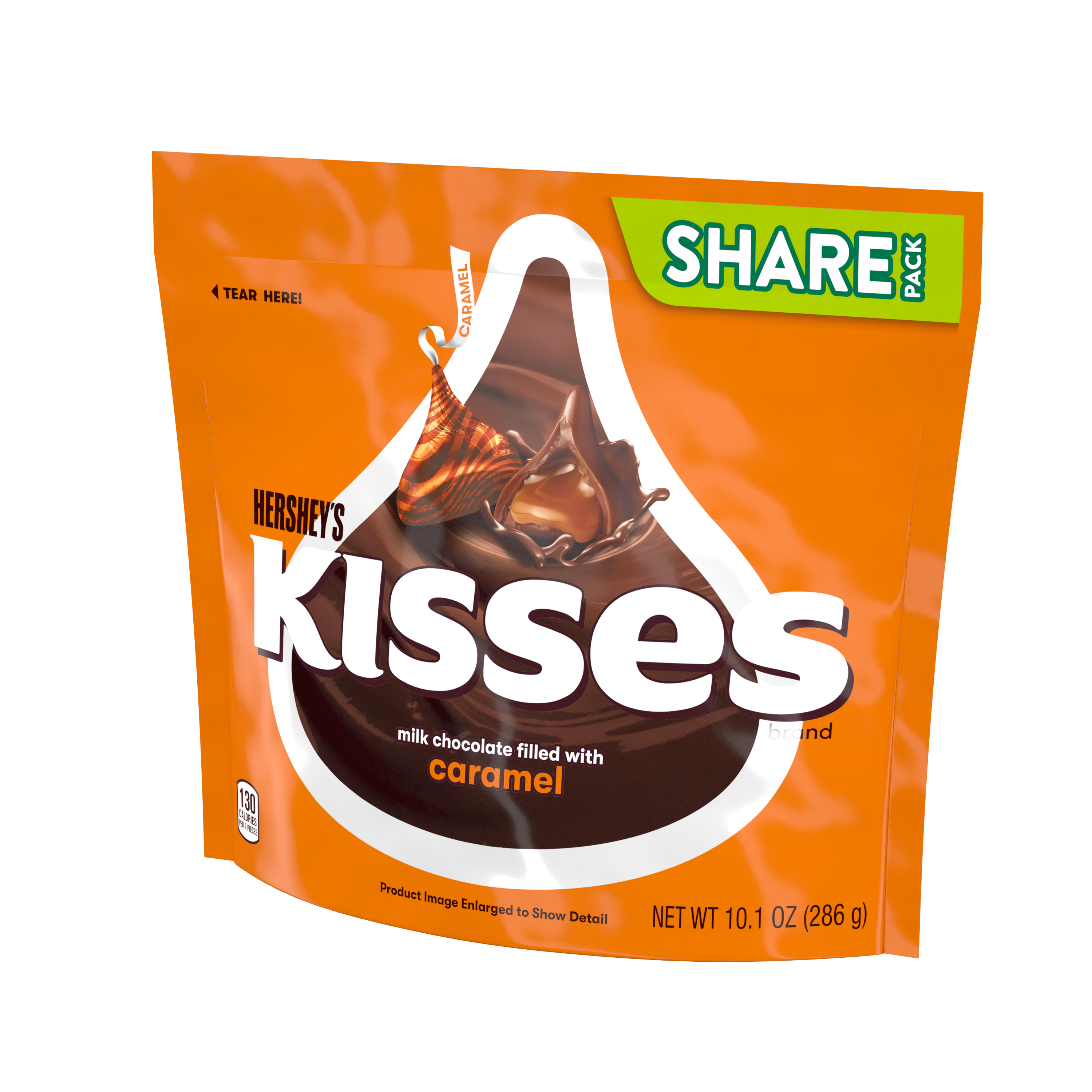 HERSHEY'S KISSES Milk Chocolate Filled with Caramel Candy, 10.1 oz pack - Right Side of Package