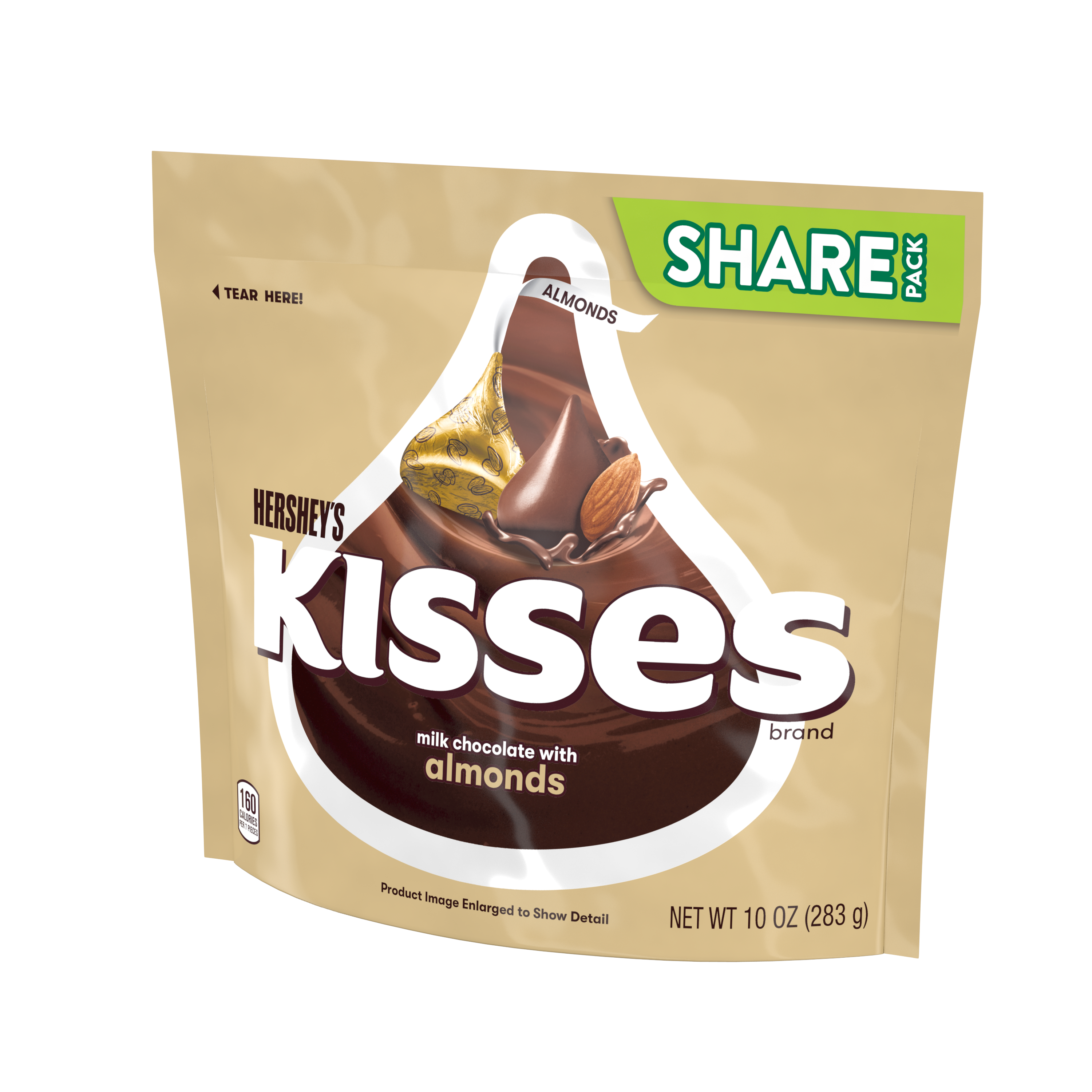HERSHEY'S KISSES Milk Chocolate with Almonds Candy, 10 oz pack - Right Side of Package
