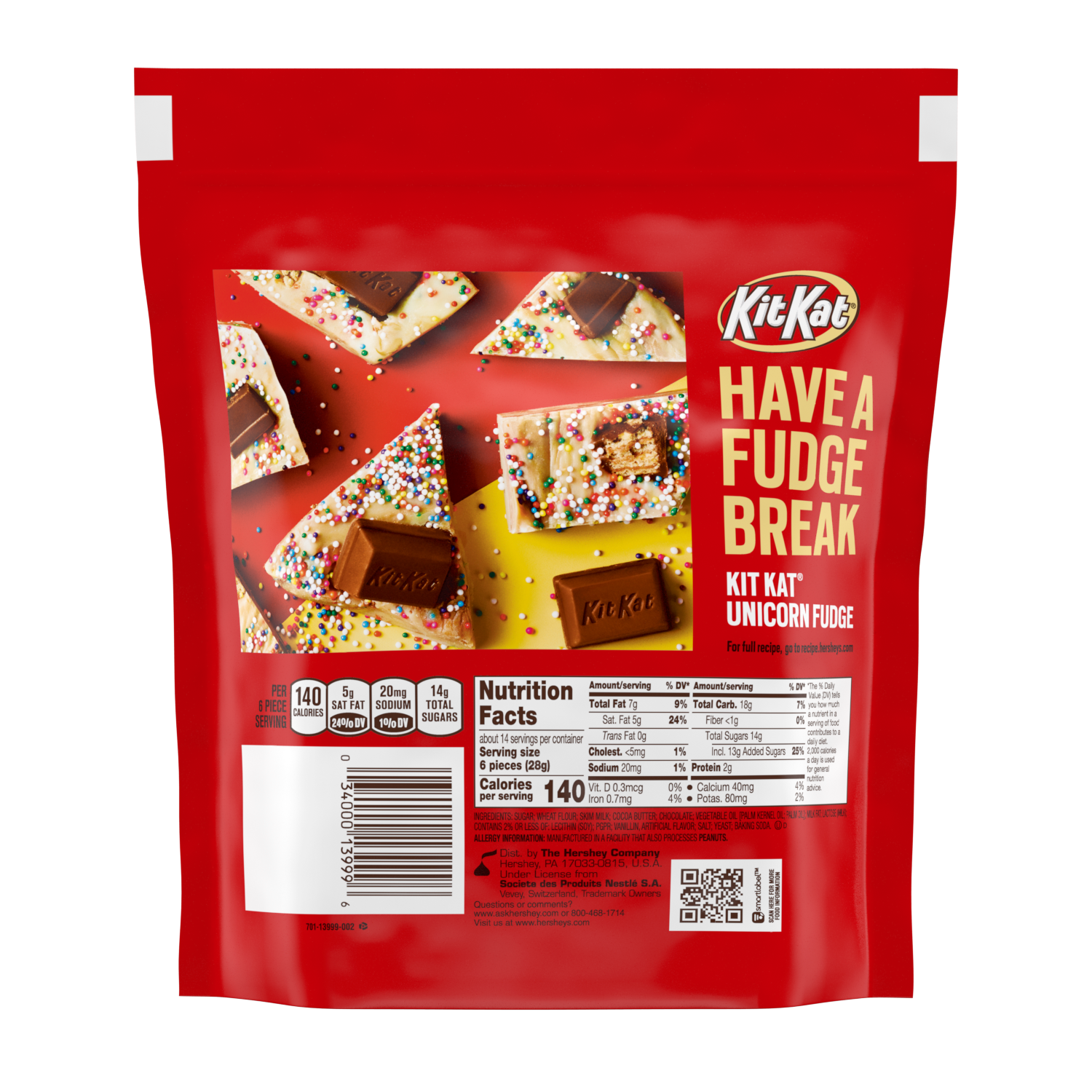 KIT KAT® Minis Milk Chocolate Candy Bars, 14 oz pack - Back of Package