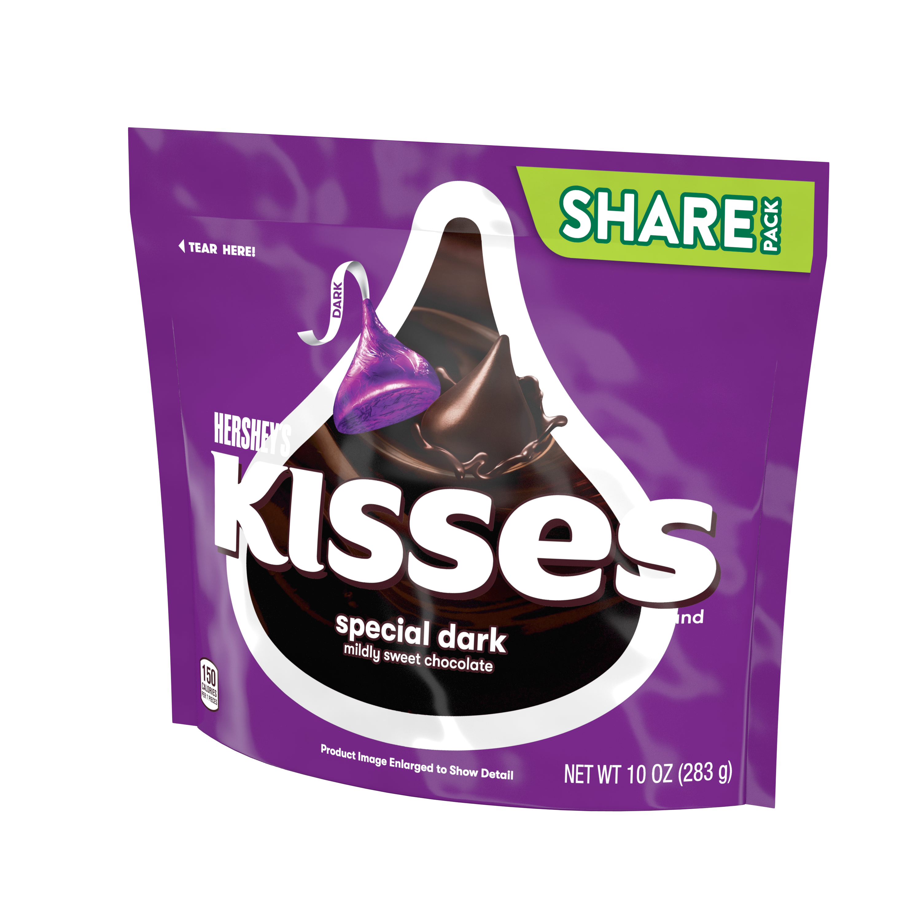 HERSHEY'S KISSES Special Dark Mildly Sweet Chocolate Candy, 10 oz pack - Right Side of Package