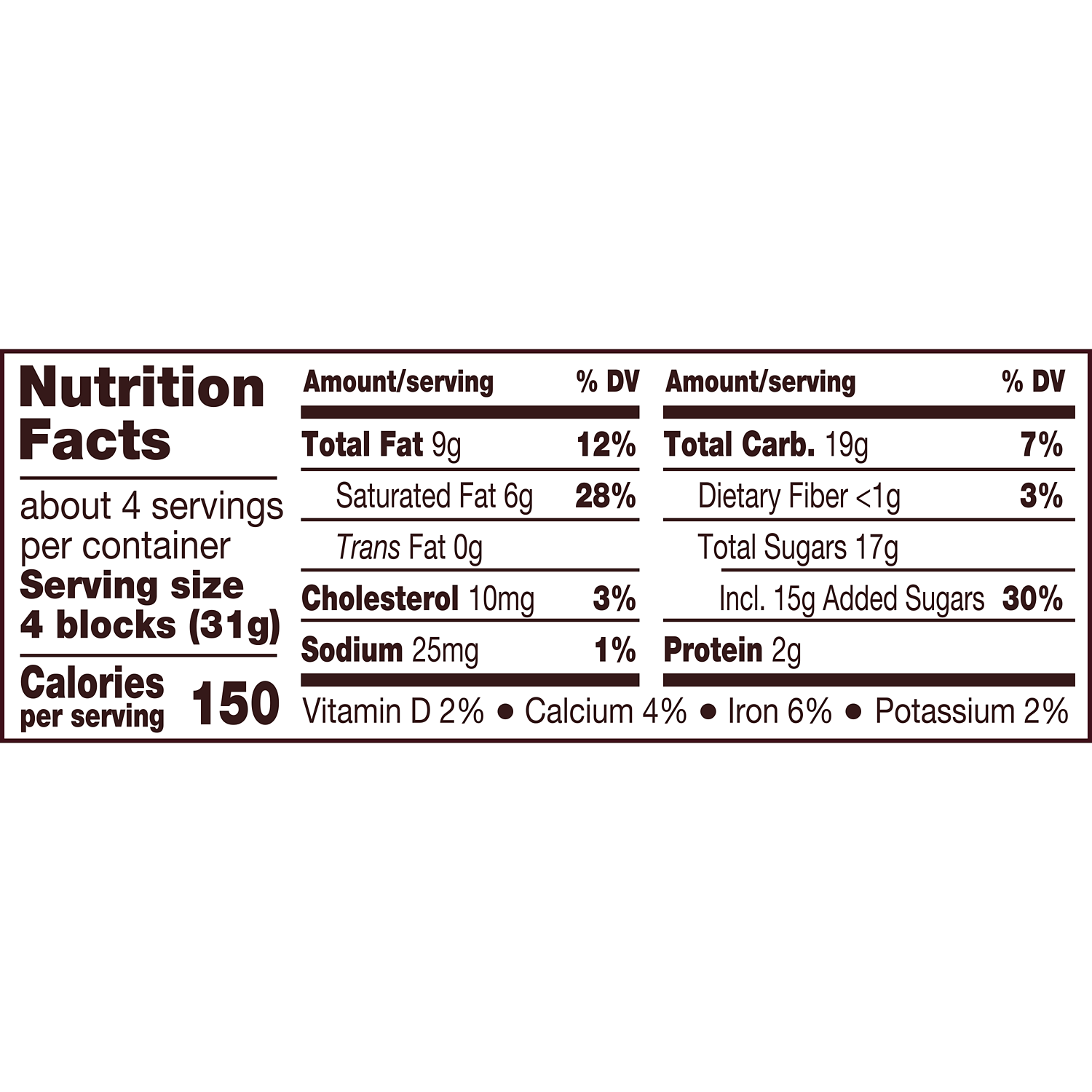 HERSHEY'S Milk Chocolate XL Candy Bar, 4.4 oz - Nutritional Facts