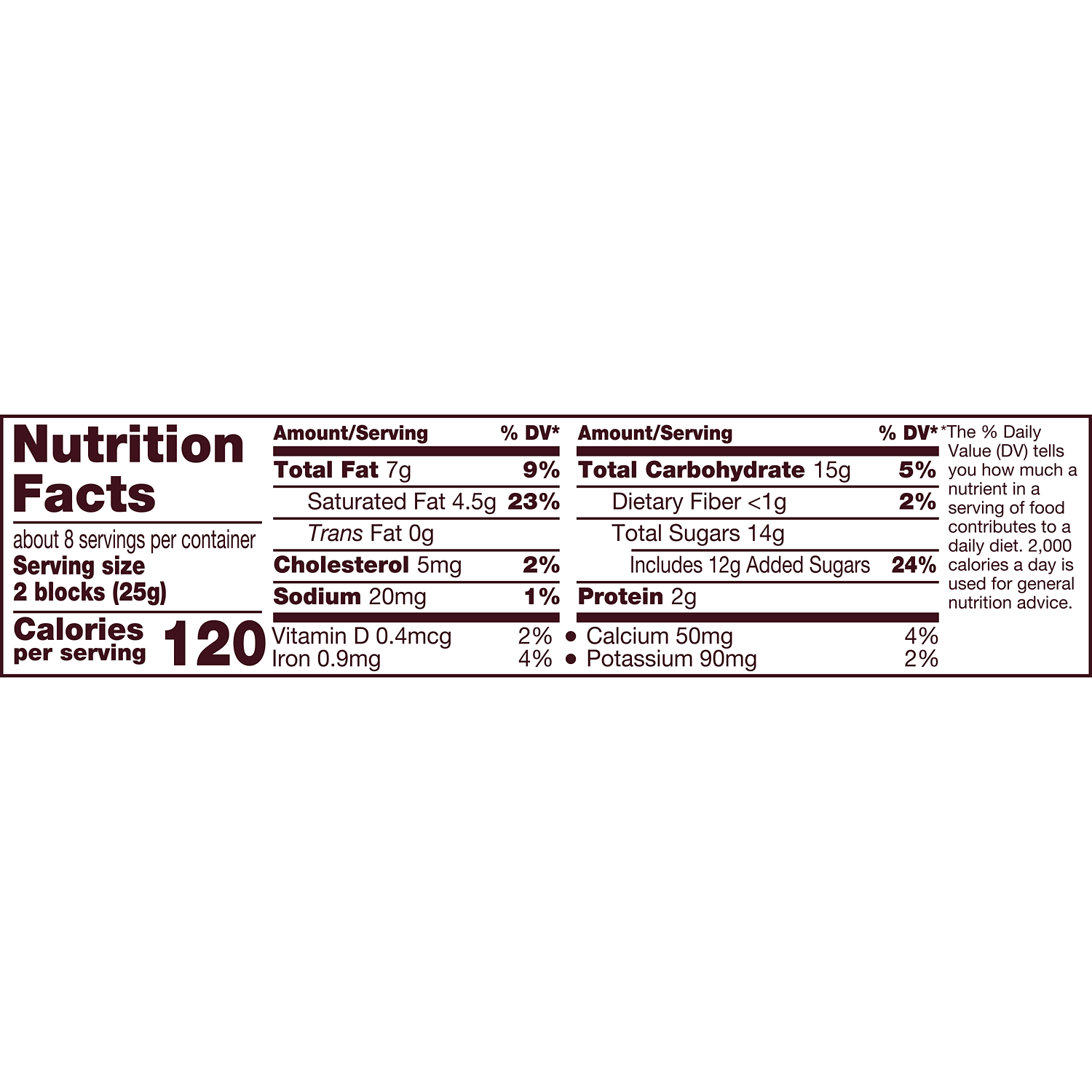 HERSHEY'S Milk Chocolate Giant Candy Bar, 7 oz - Nutritional Facts