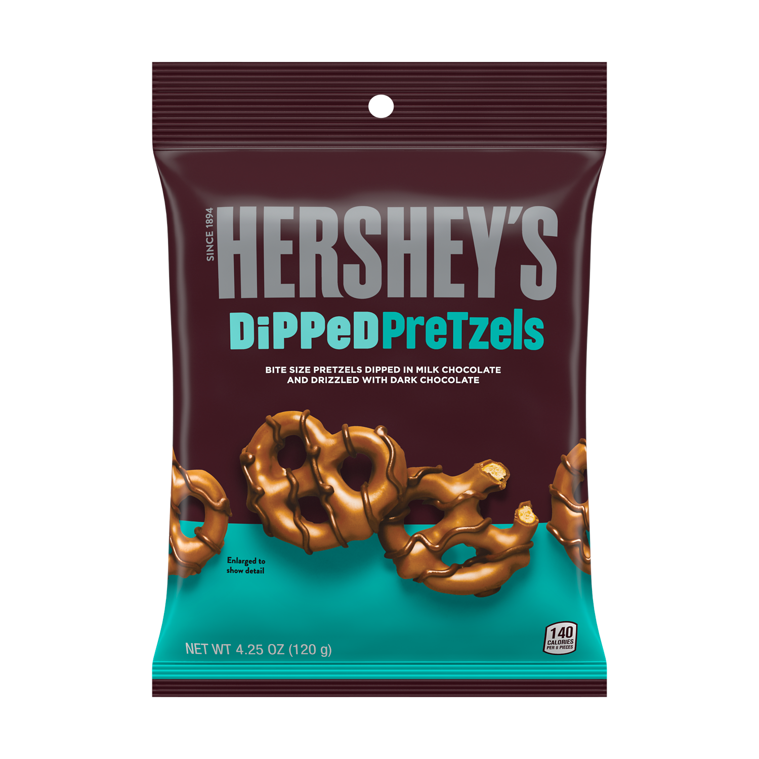 HERSHEY'S DiPPeD PreTzels Milk Chocolate Snack, 4.25 oz bag