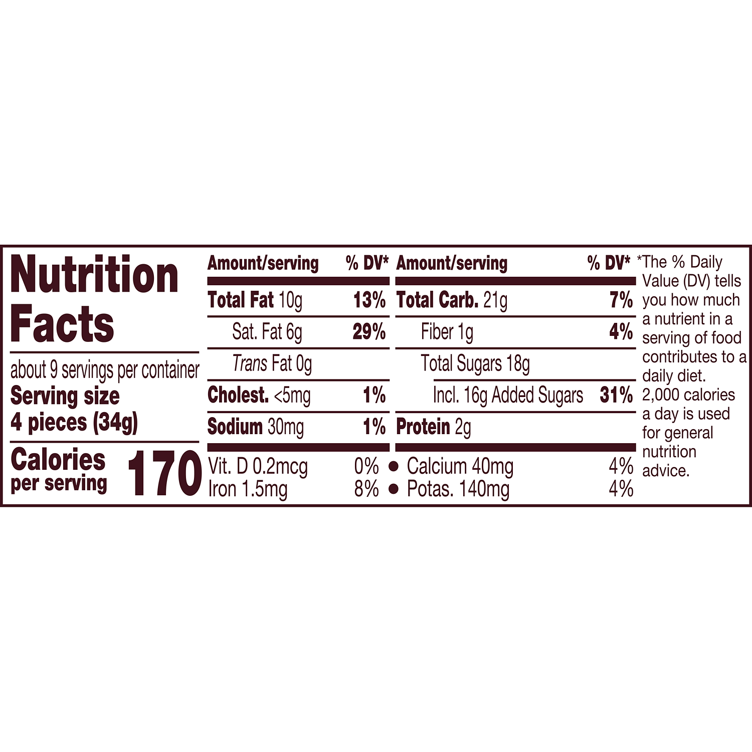 HERSHEY'S Miniatures Assortment, 10.4 oz pack - Nutritional Facts