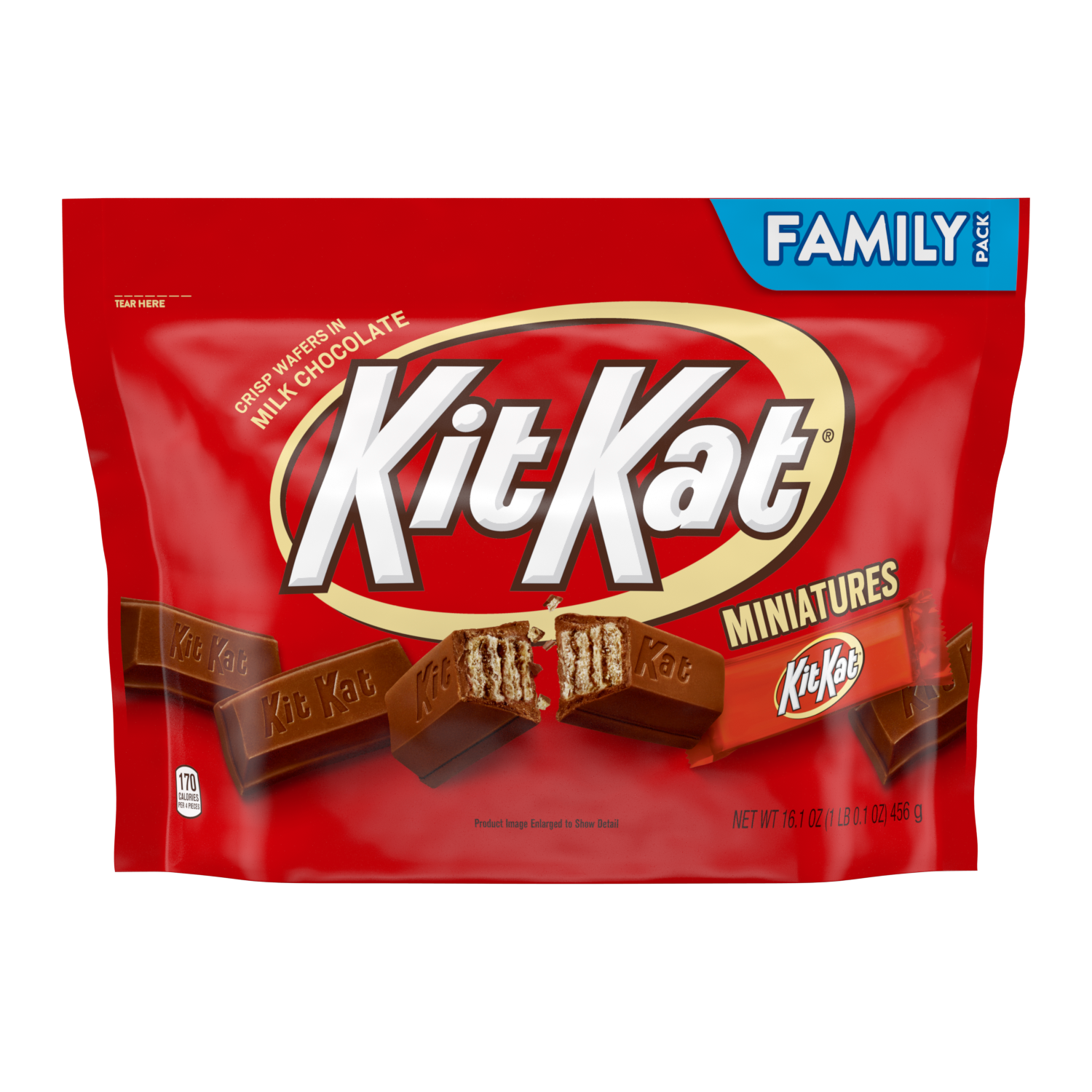 KIT KAT® Miniatures Milk Chocolate Candy Bars, 16.1 oz bag - Front of Package