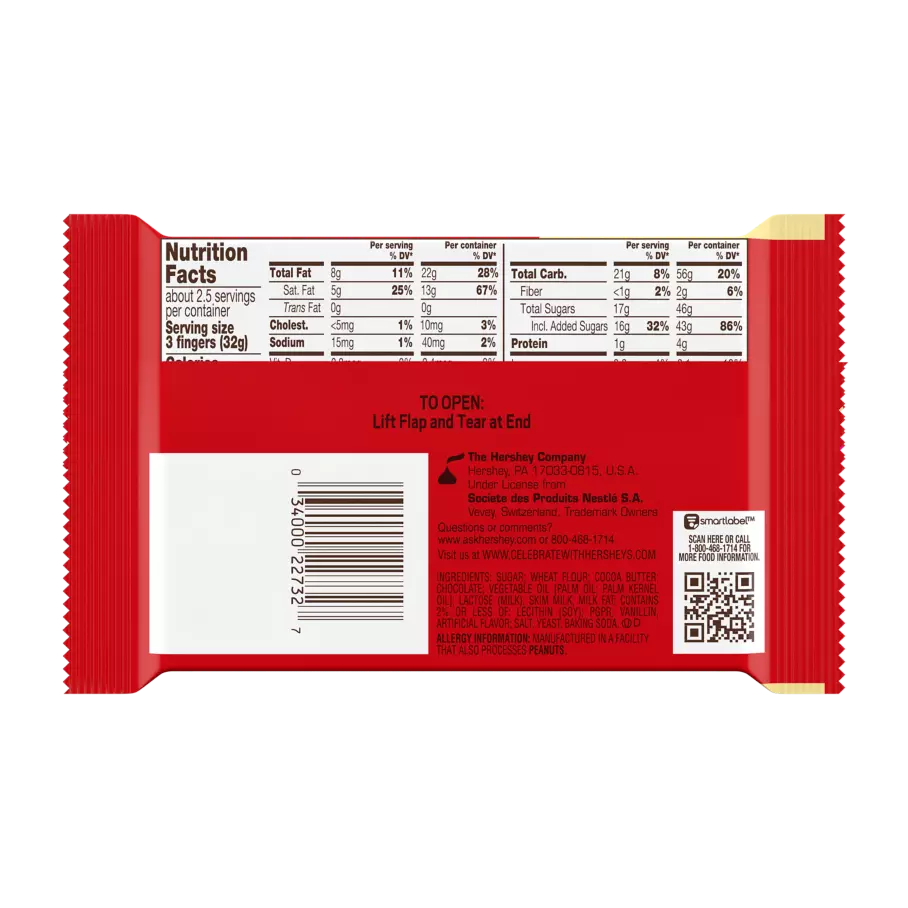 KIT KAT® Milk Chocolate Halloween King Size Candy Bar, 3 oz - Back of Package