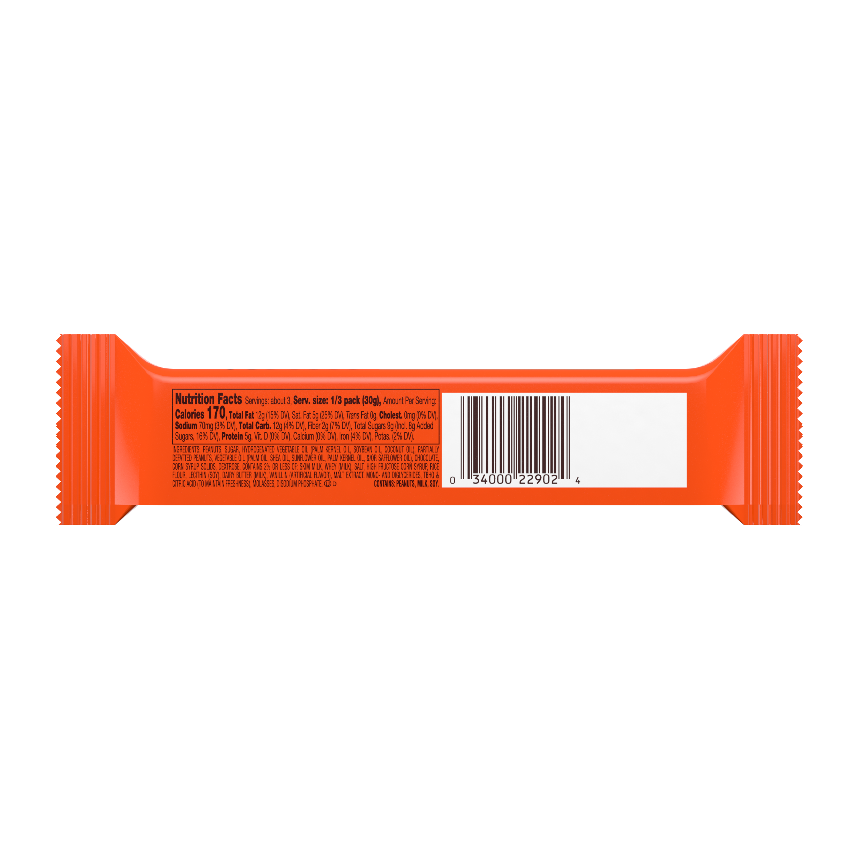 REESE'S Crunchy Peanut King Size Candy Bar, 3.2 oz - Back of Package