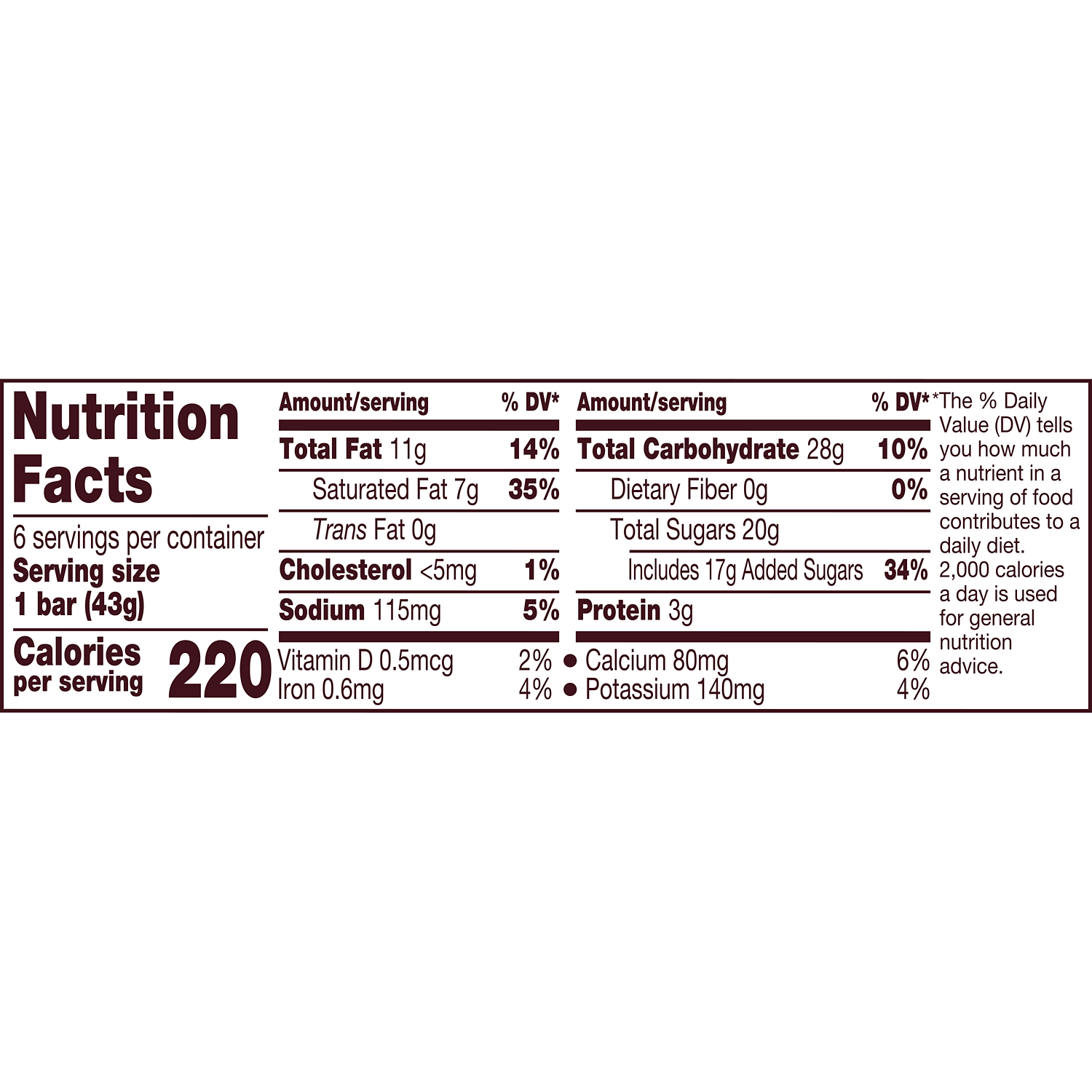 HERSHEY'S COOKIES 'N' CREME Candy Bars, 9.3 oz, 6 pack - Nutritional Facts