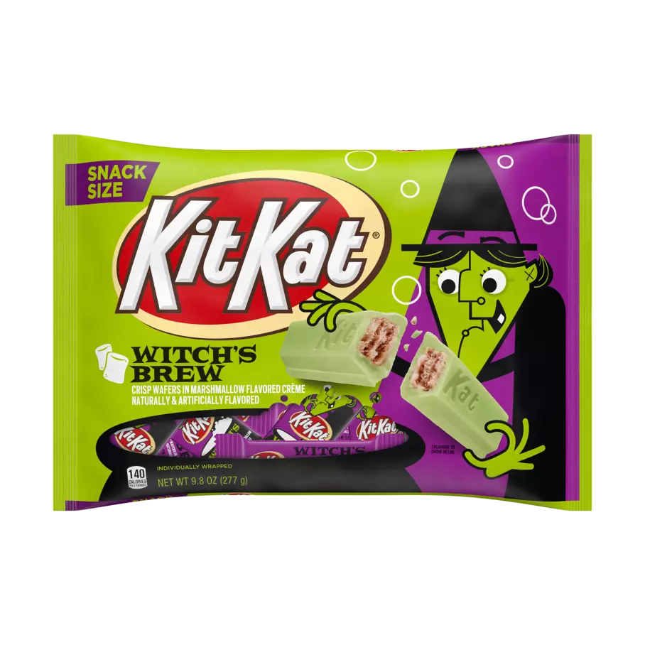 KIT KAT® Witch's Brew Halloween Marshmallow-Flavored White Creme Snack Size Candy Bars, 9.8 oz bag - Front of Package
