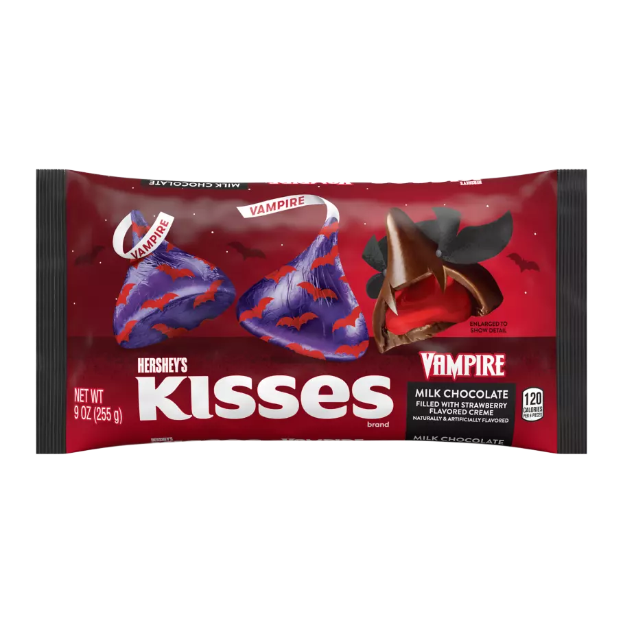 Hersheys Kisses Vampire Foils Milk Chocolate Filled With Strawberry Flavored Creme Candy 9 Oz Bag