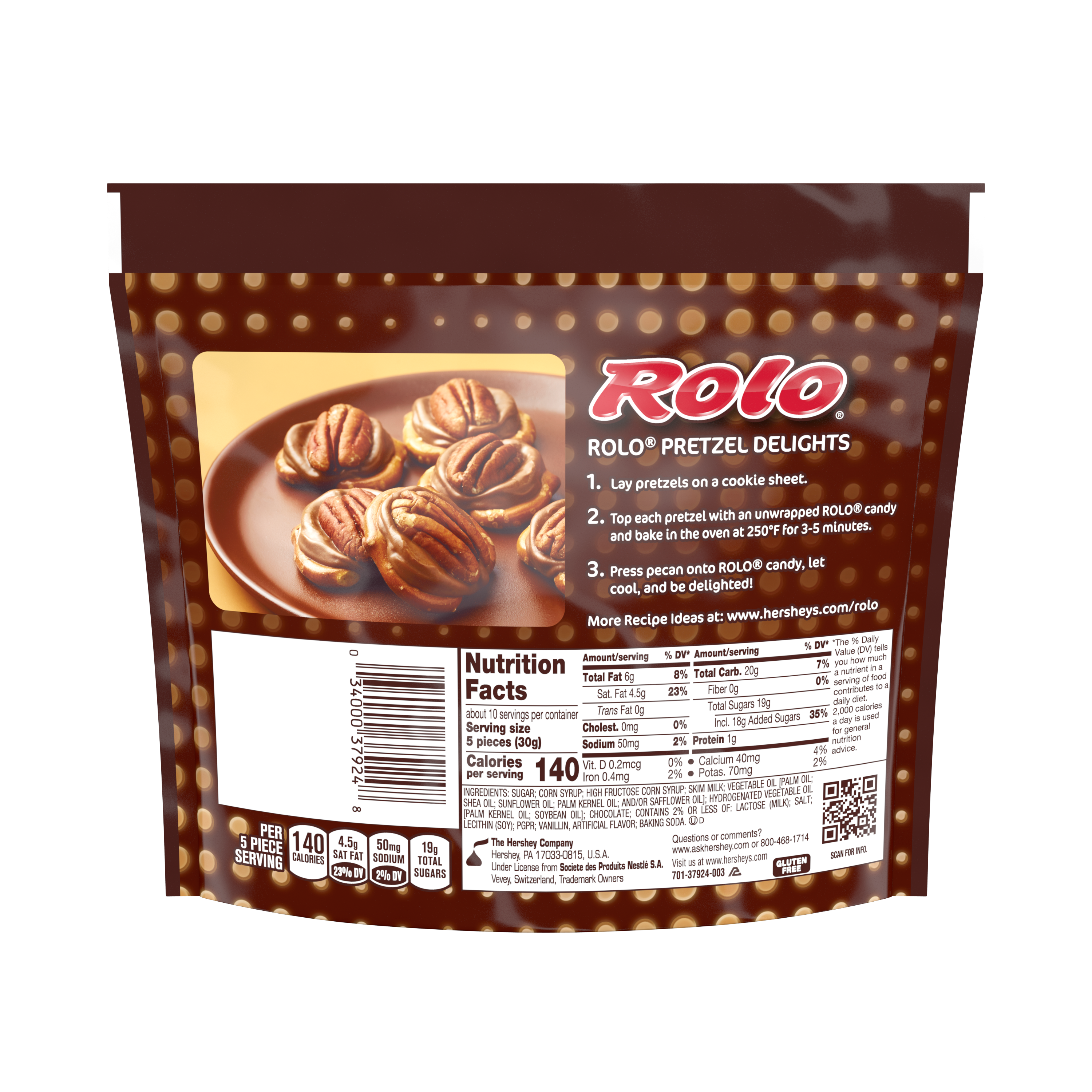 ROLO® Creamy Caramels in Rich Chocolate Candy, 10.6 oz bag - Back of Package