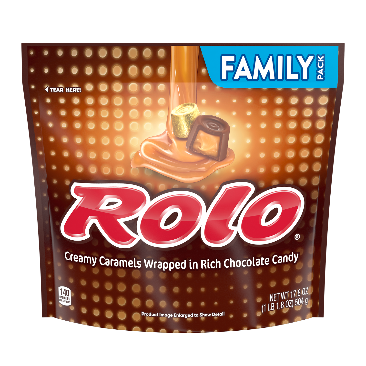 ROLO® Creamy Caramels in Rich Chocolate Candy, 17.8 oz bag - Front of Package