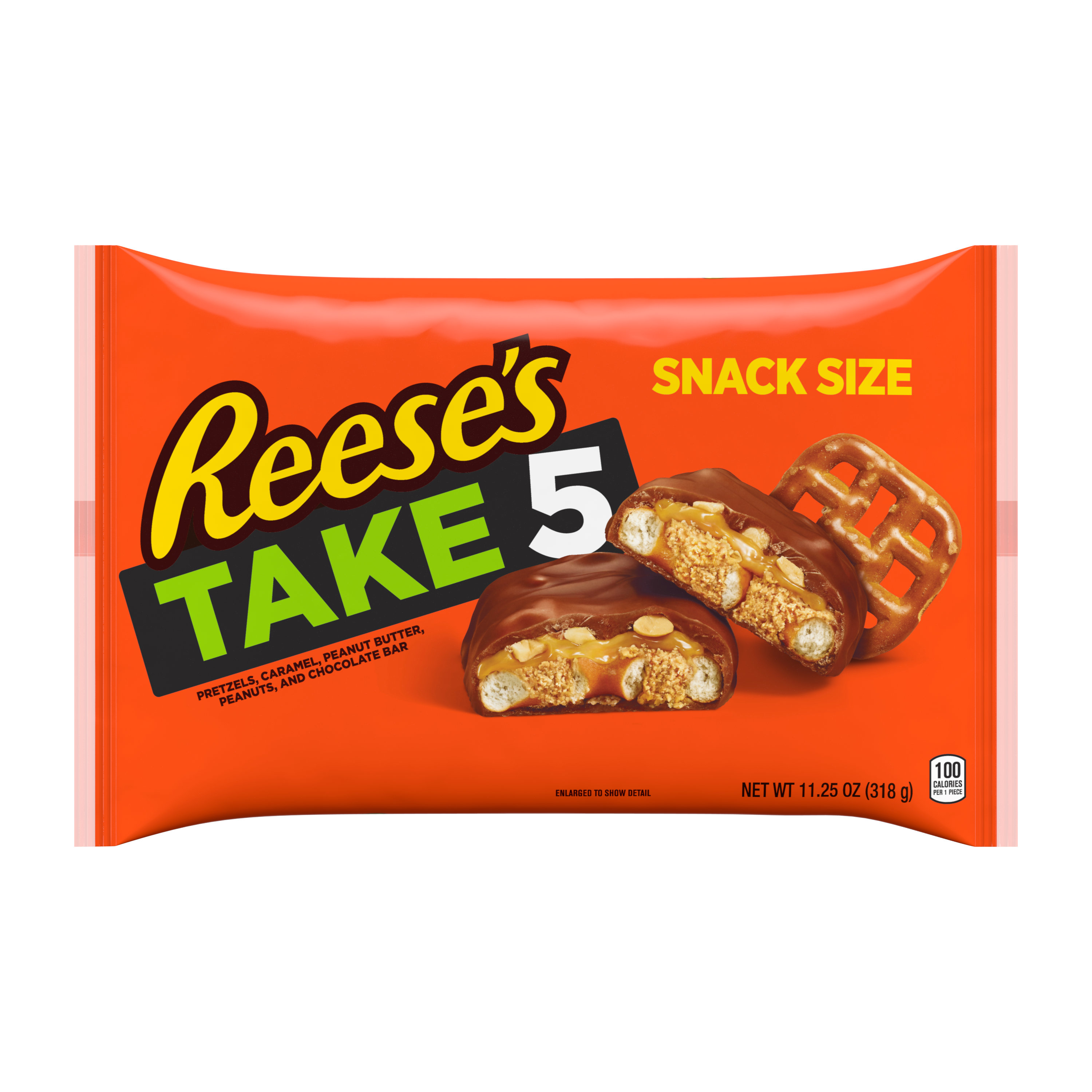 REESE'S TAKE5 Chocolate Peanut Butter Snack Size Candy Bars, 11.25 oz bag - Front of Package