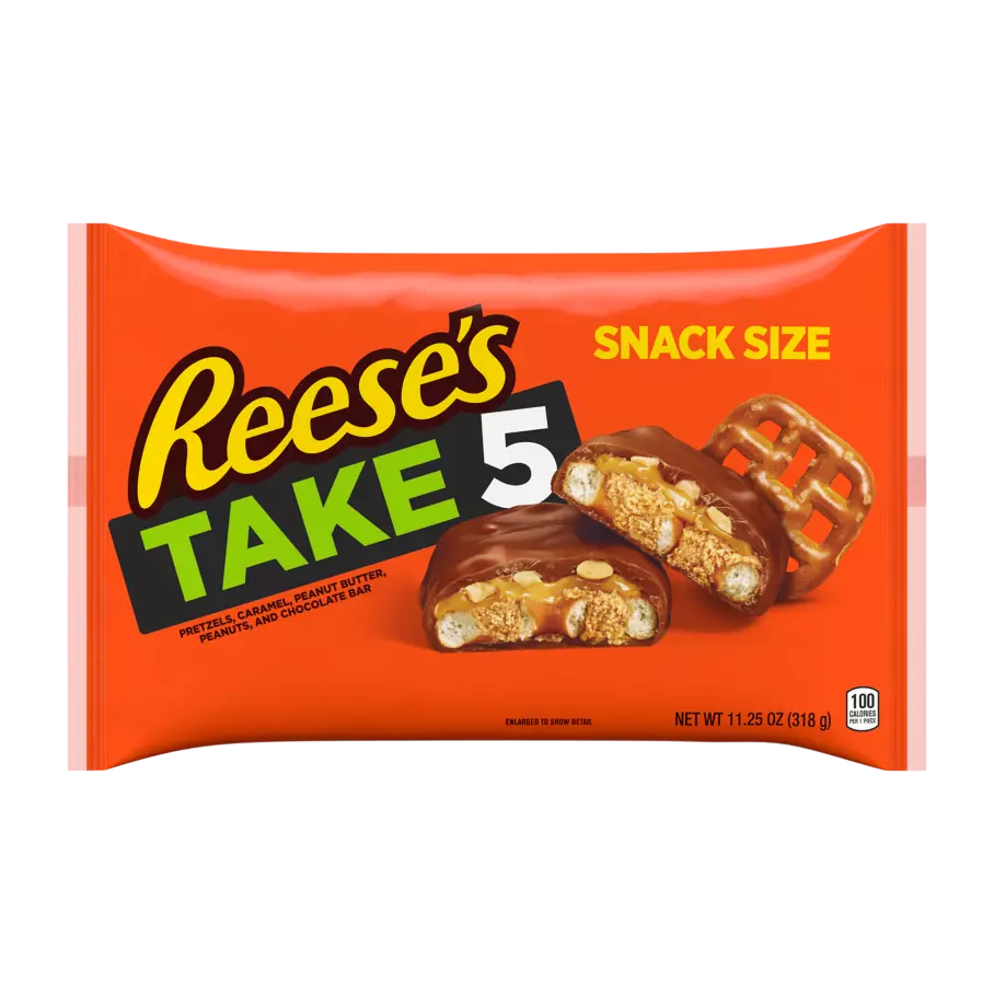 REESE'S TAKE5 Chocolate Peanut Butter Snack Size Candy Bars, 11.25