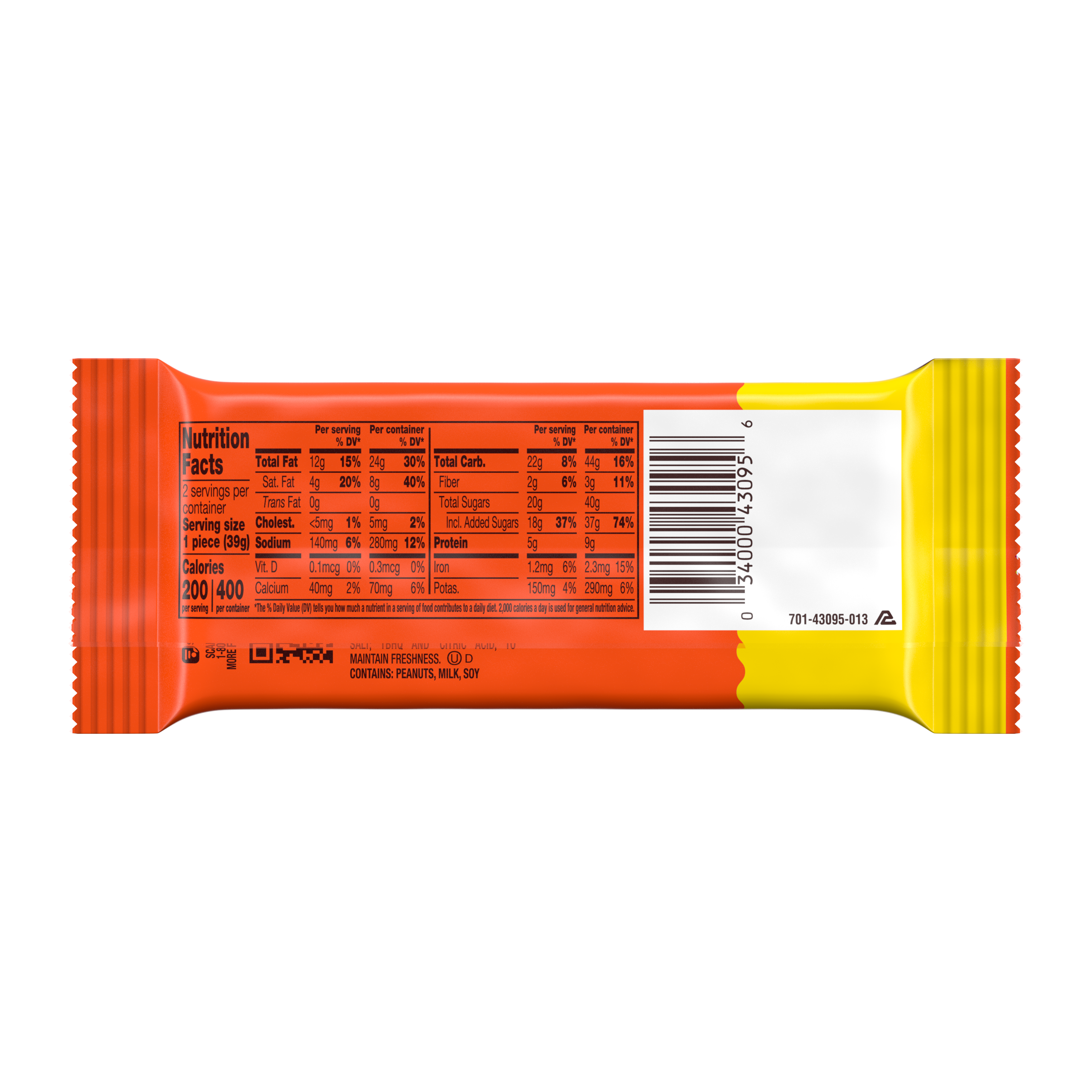 REESE'S Big Cup Milk Chocolate King Size Peanut Butter Cups, 2.8 oz - Back of Package